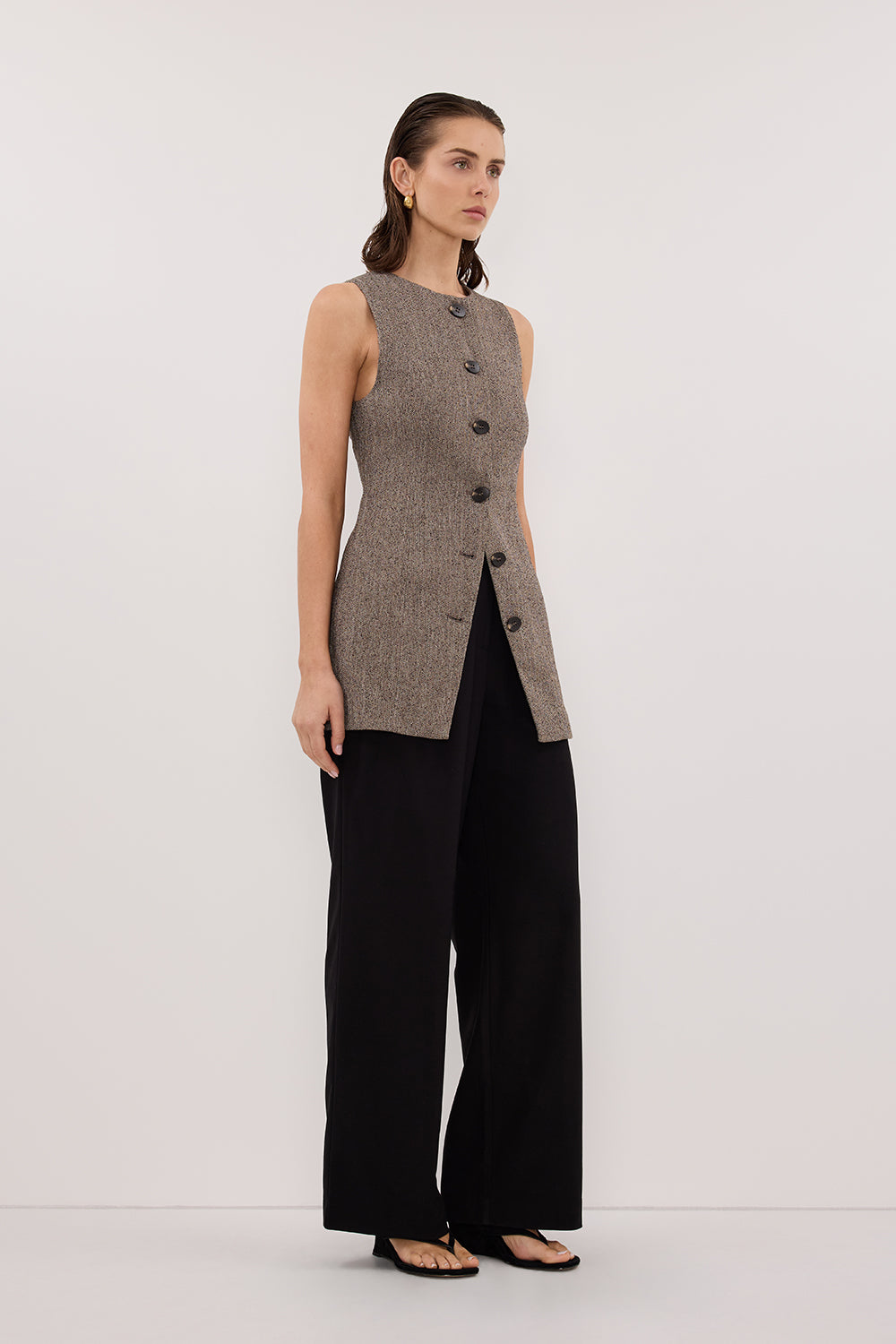 FRANKIE CHOC TWEED TUNIC VEST