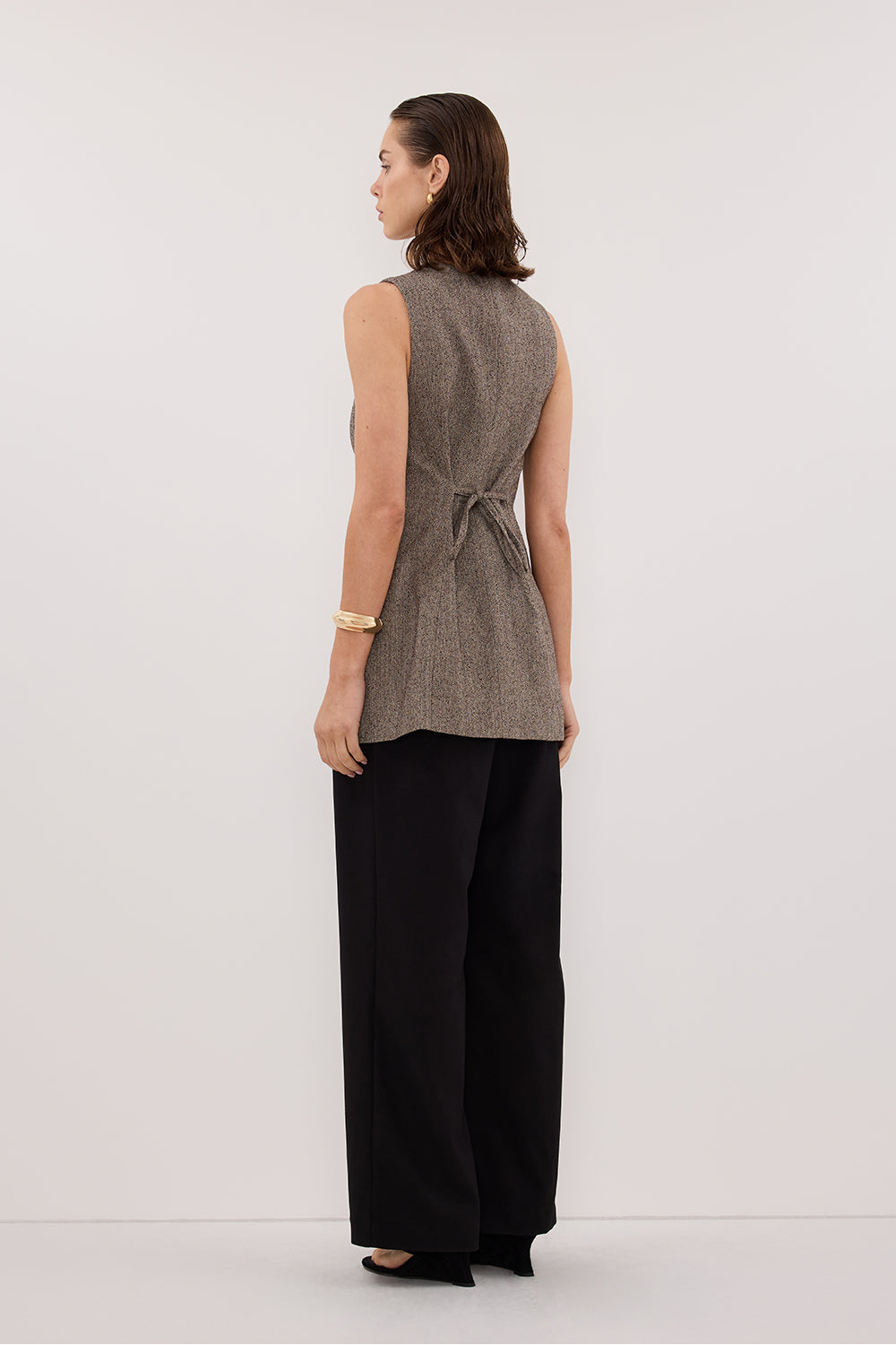 FRANKIE CHOC TWEED TUNIC VEST – DISSH