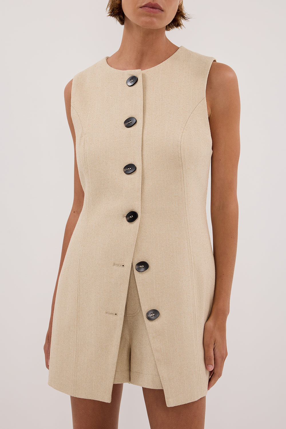 FRANKIE OAT TWEED TUNIC VEST