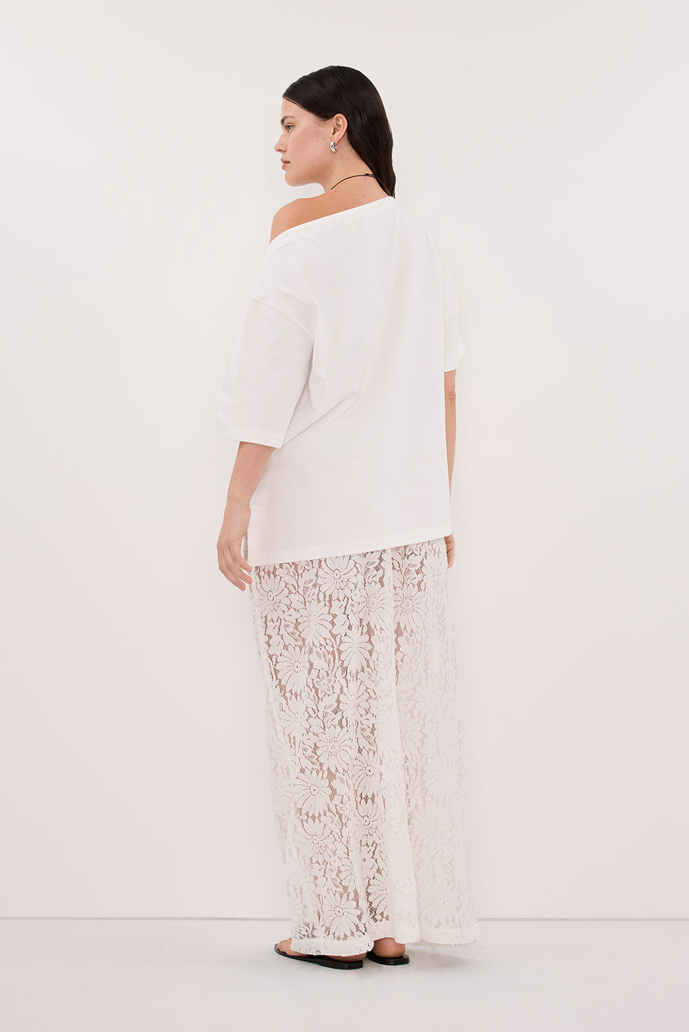 ESME WHITE ASYM BOAT NECK TEE