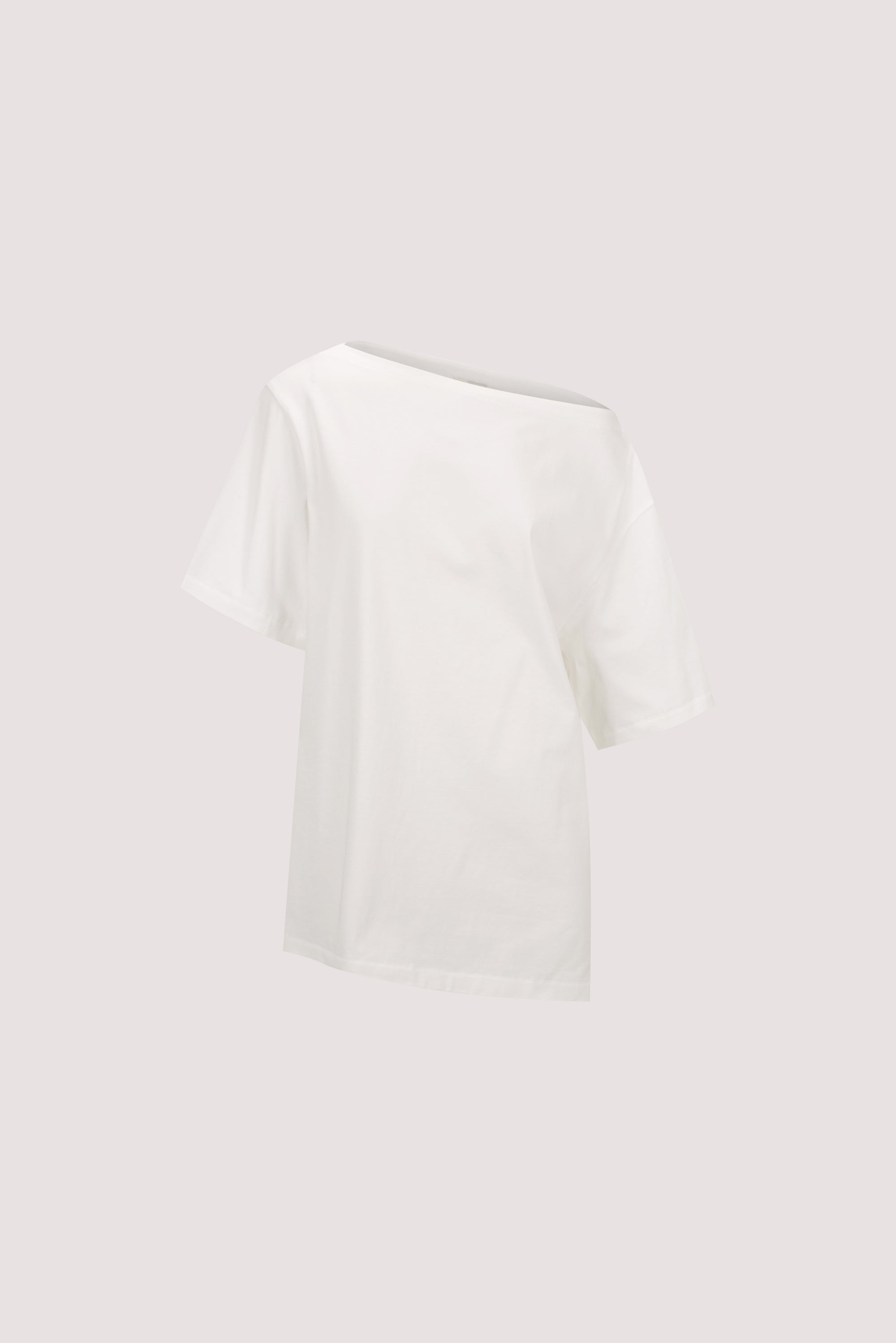 ESME WHITE ASYM BOAT NECK TEE