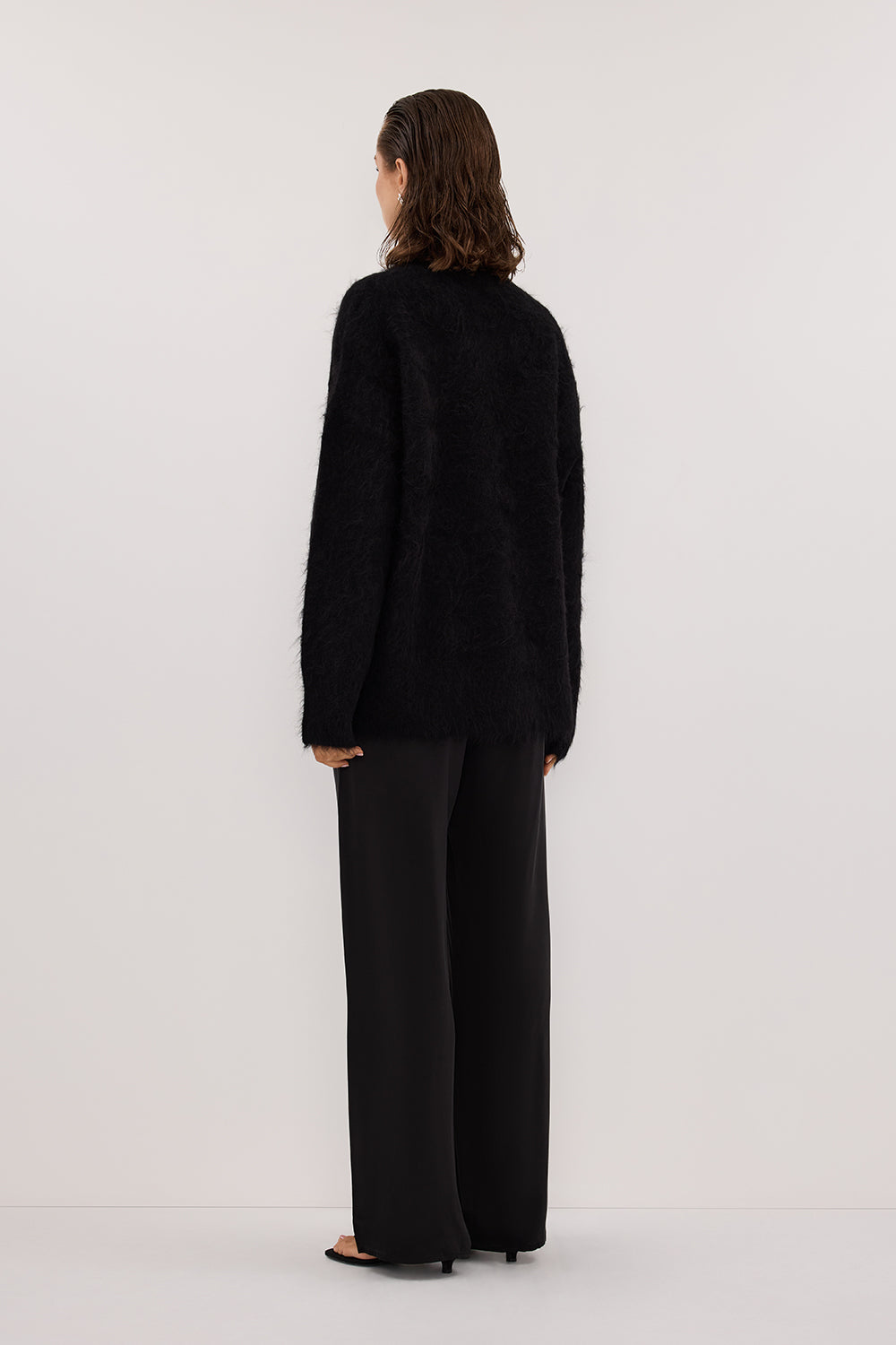 SALMA BLACK POLO NECK KNIT CARDIGAN