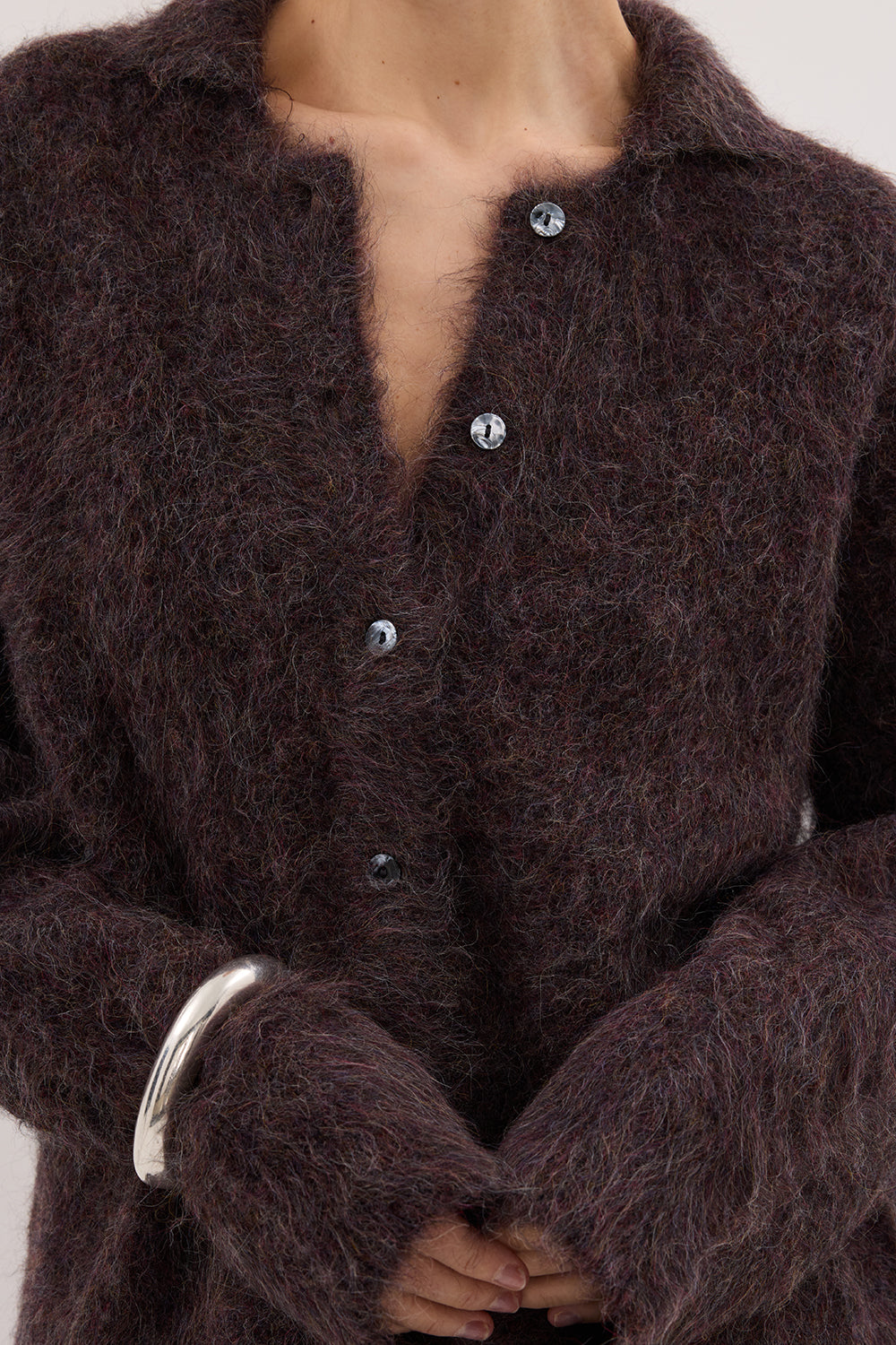 SALMA WINE POLO NECK KNIT CARDIGAN