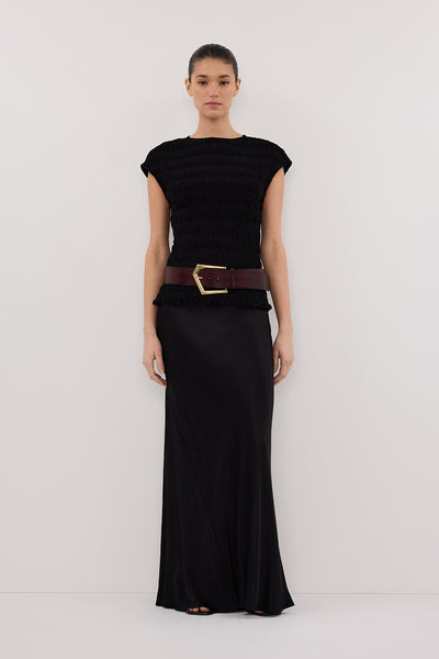 Aude wearing SIERRA BLACK TEXTURED TOP