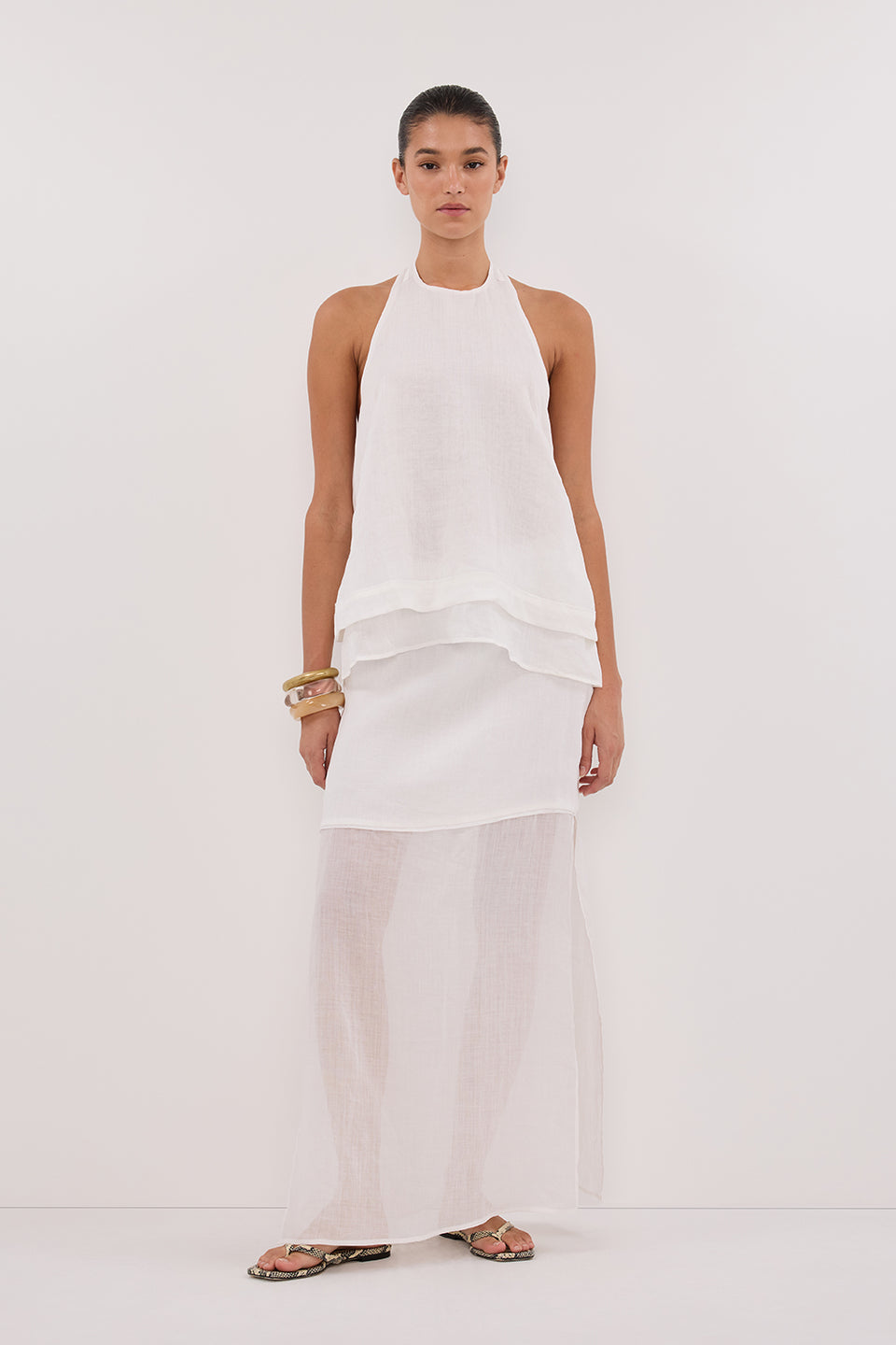 CARMEL WHITE RAMIE HALTER TOP