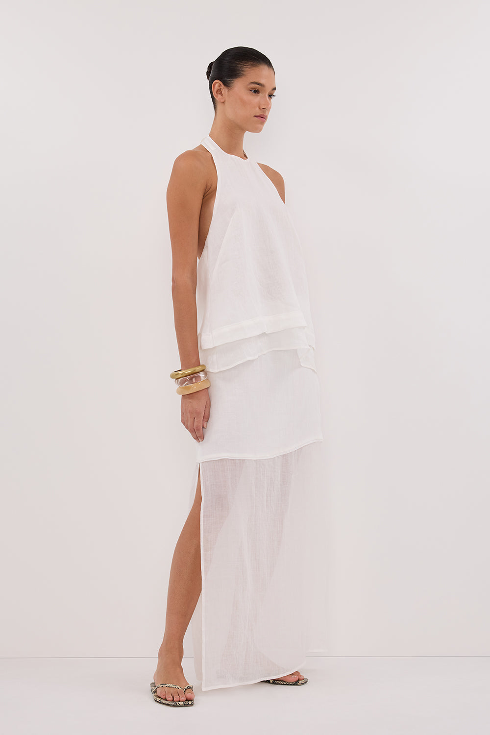 CARMEL WHITE RAMIE HALTER TOP