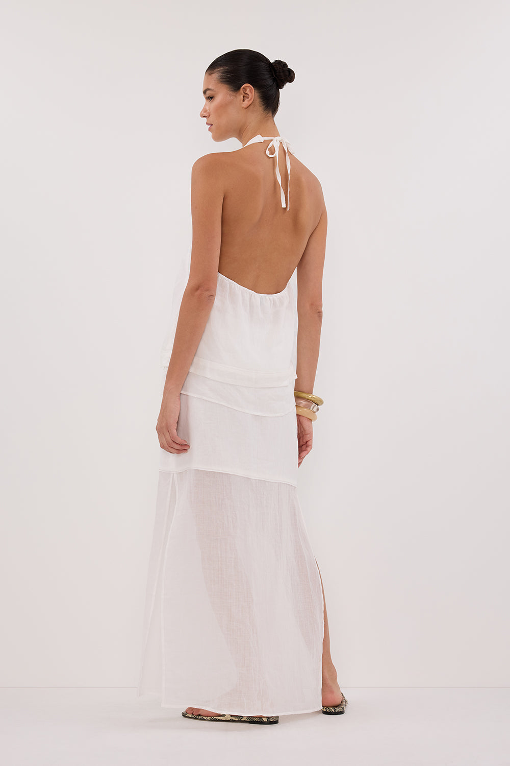 CARMEL WHITE RAMIE HALTER TOP