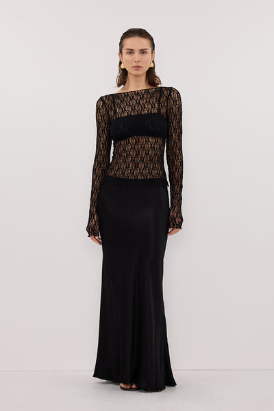 black top lace dress LIZZIE BLACK LACE LONG SLEEVE TOP – DISSH