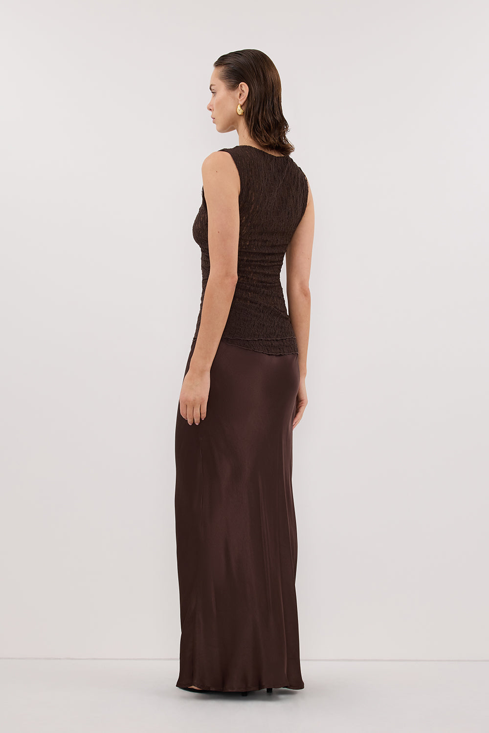 LIZZIE DARK CHOCOLATE LACE TOP – DISSH