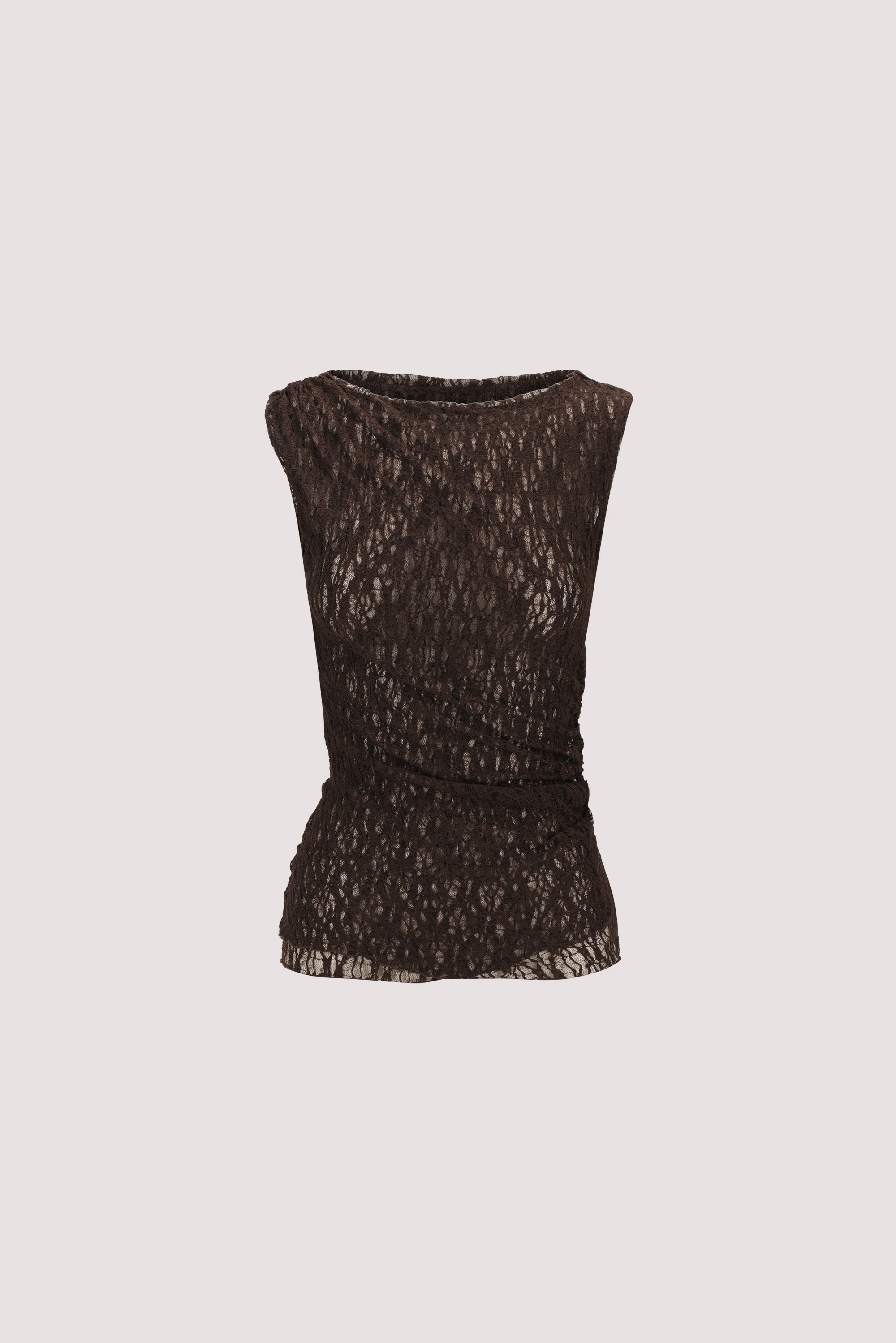 LIZZIE DARK CHOCOLATE SLEEVELESS LACE TOP