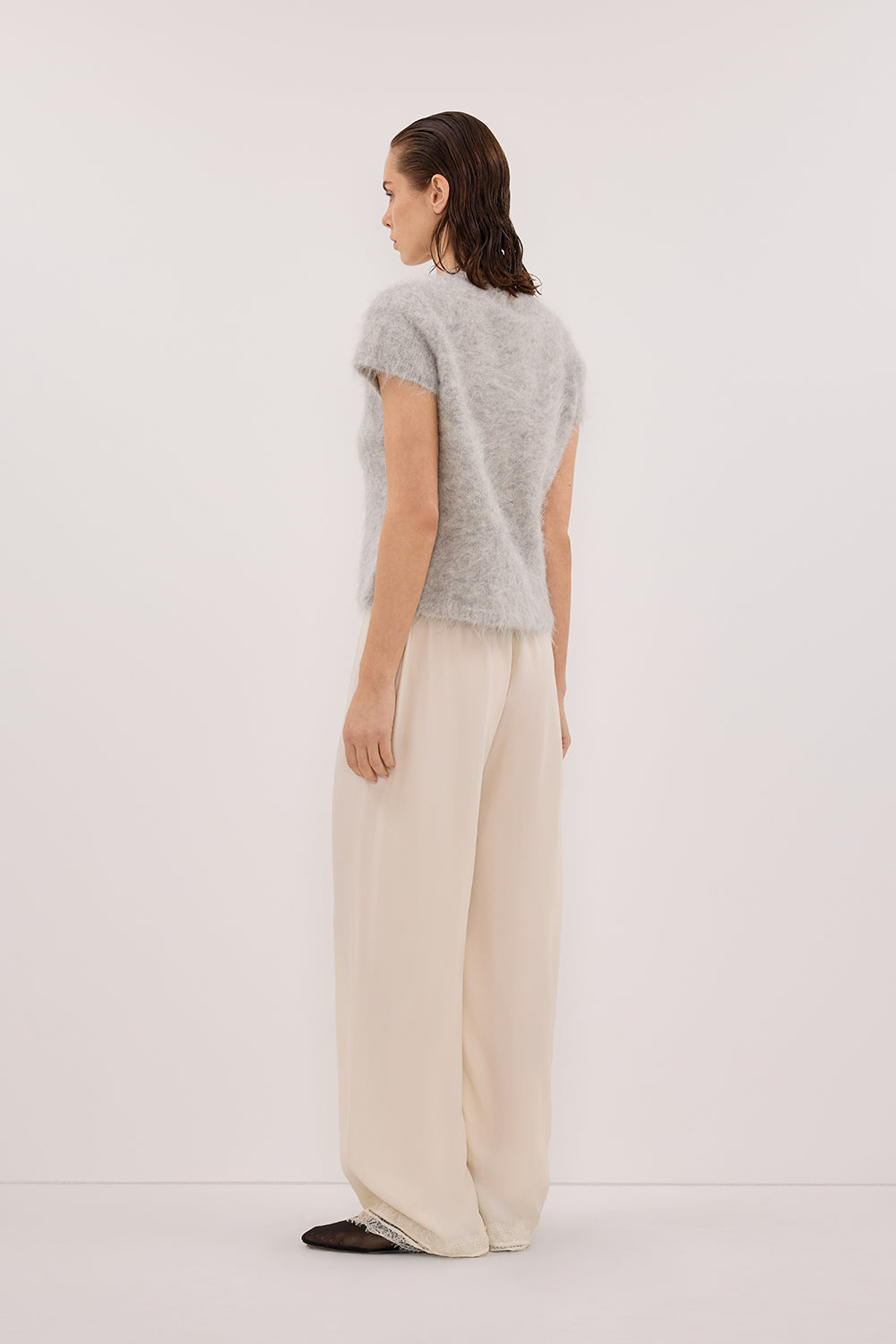 SALMA SILVER CAP SLEEVE KNIT TOP