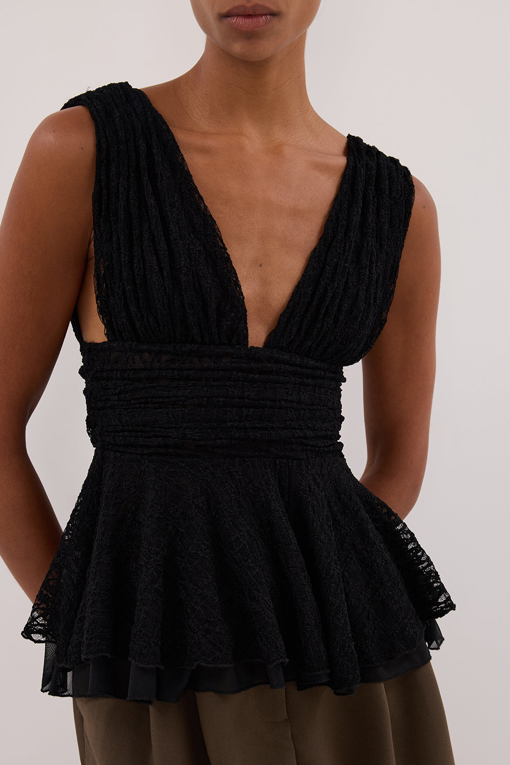 LIZZIE BLACK LACE PEPLUM TOP