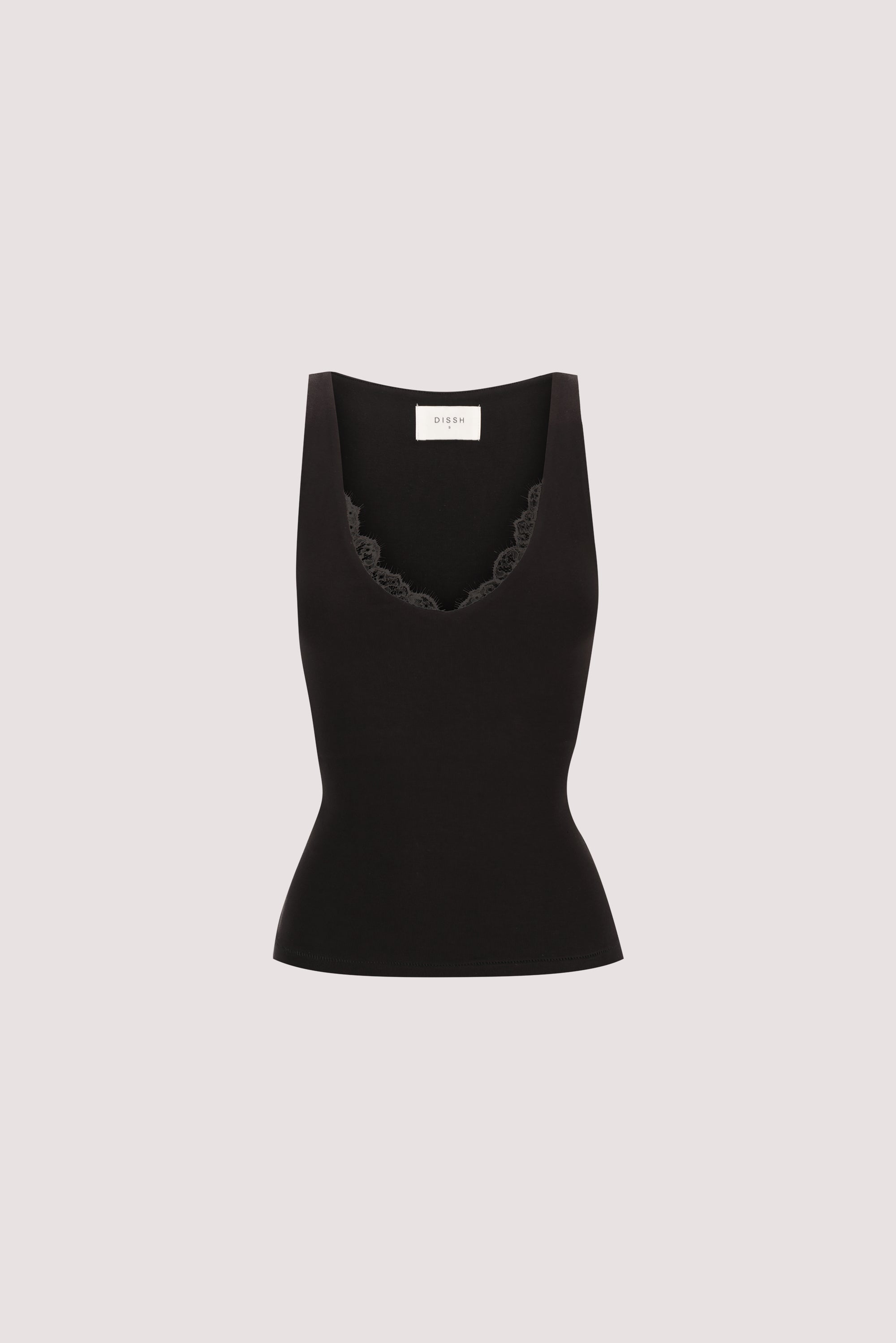REBECCA BLACK LACE TRIM KNIT TANK – DISSH