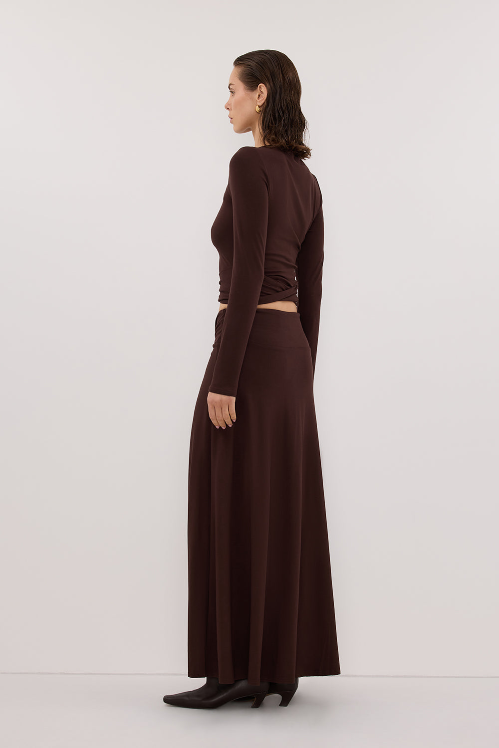 HADLEY CHOC LONG SLEEVE TWIST TOP