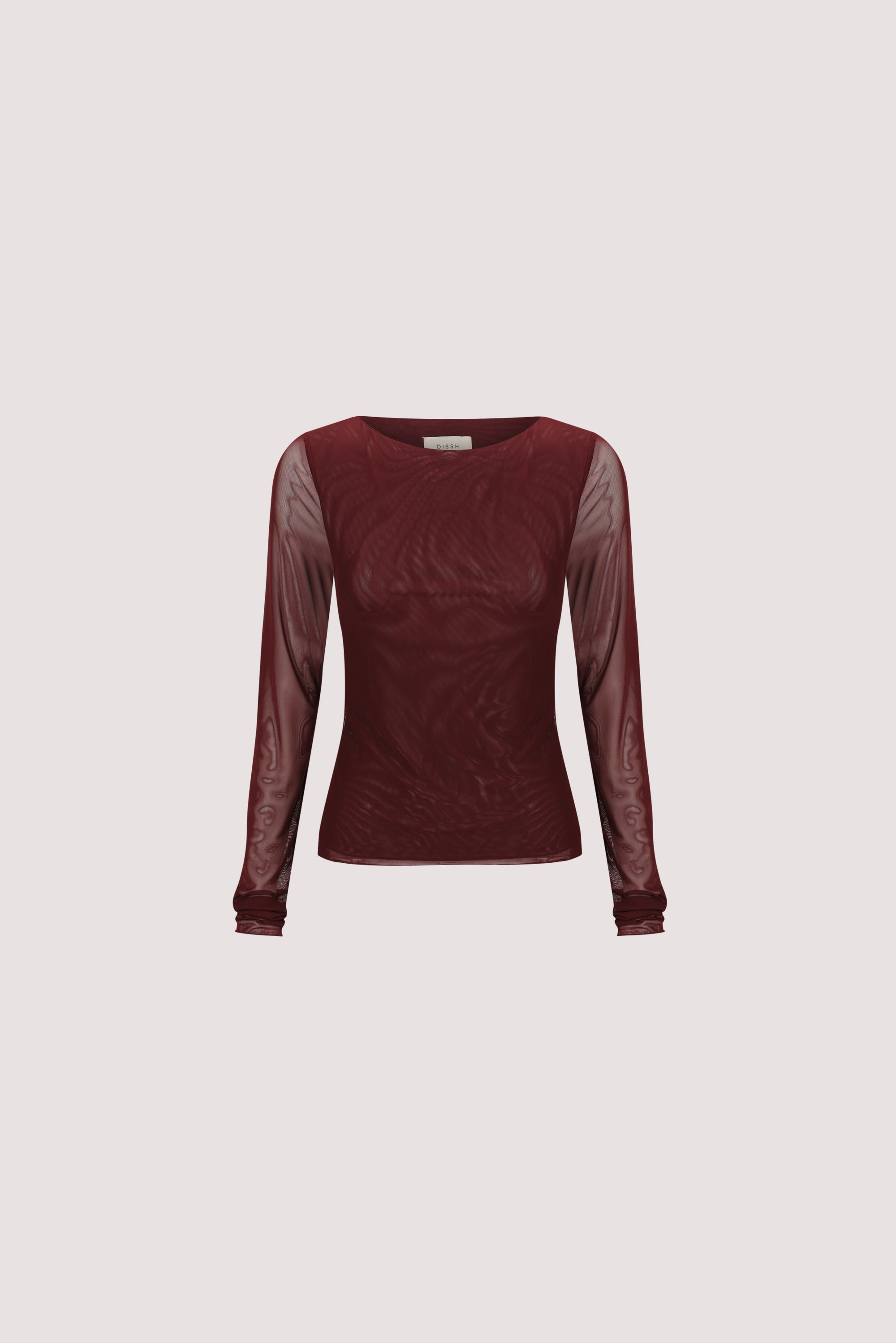 NYRA WINE LONG SLEEVE MESH TOP