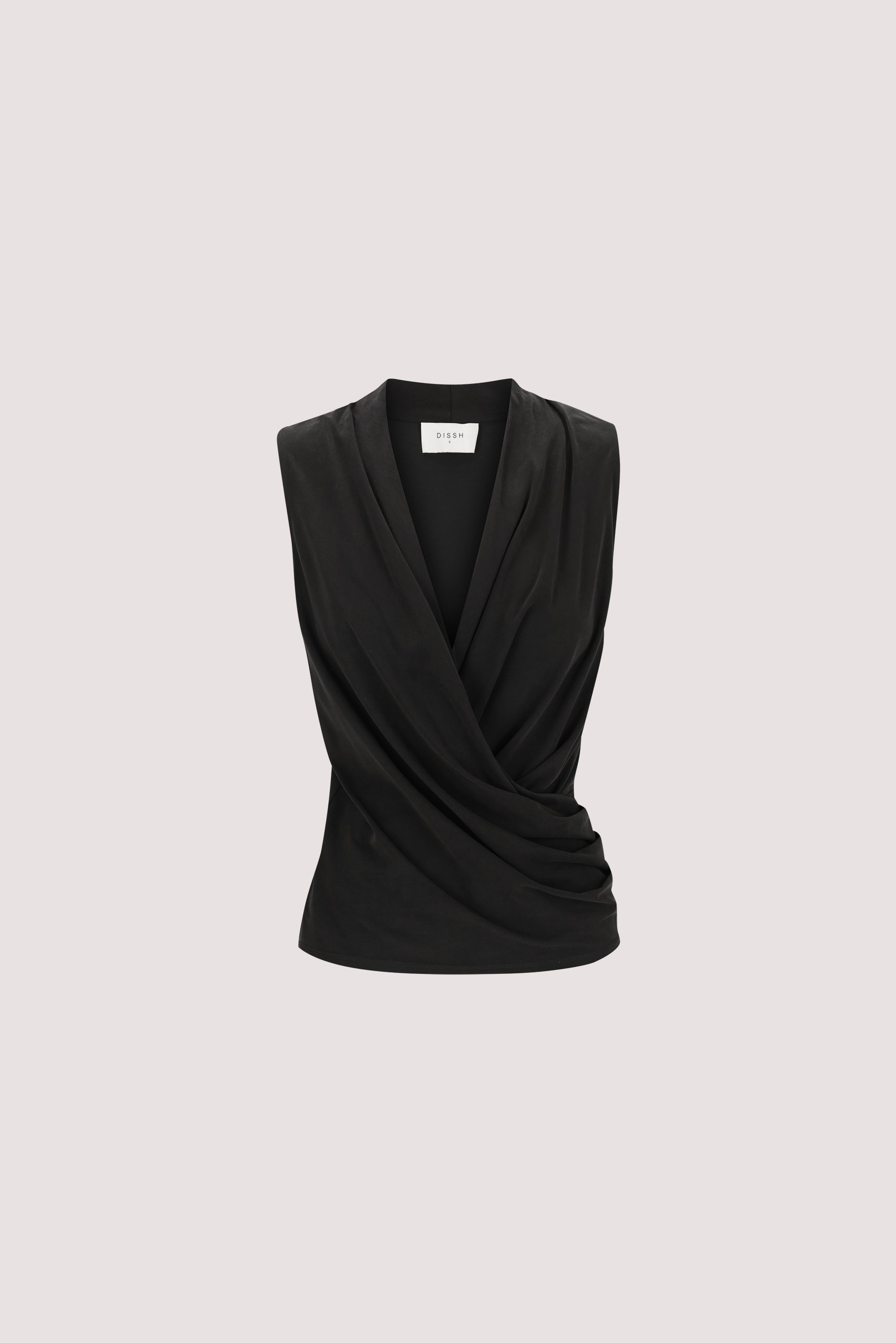 FELICITY BLACK SLEEVELESS WRAP TOP