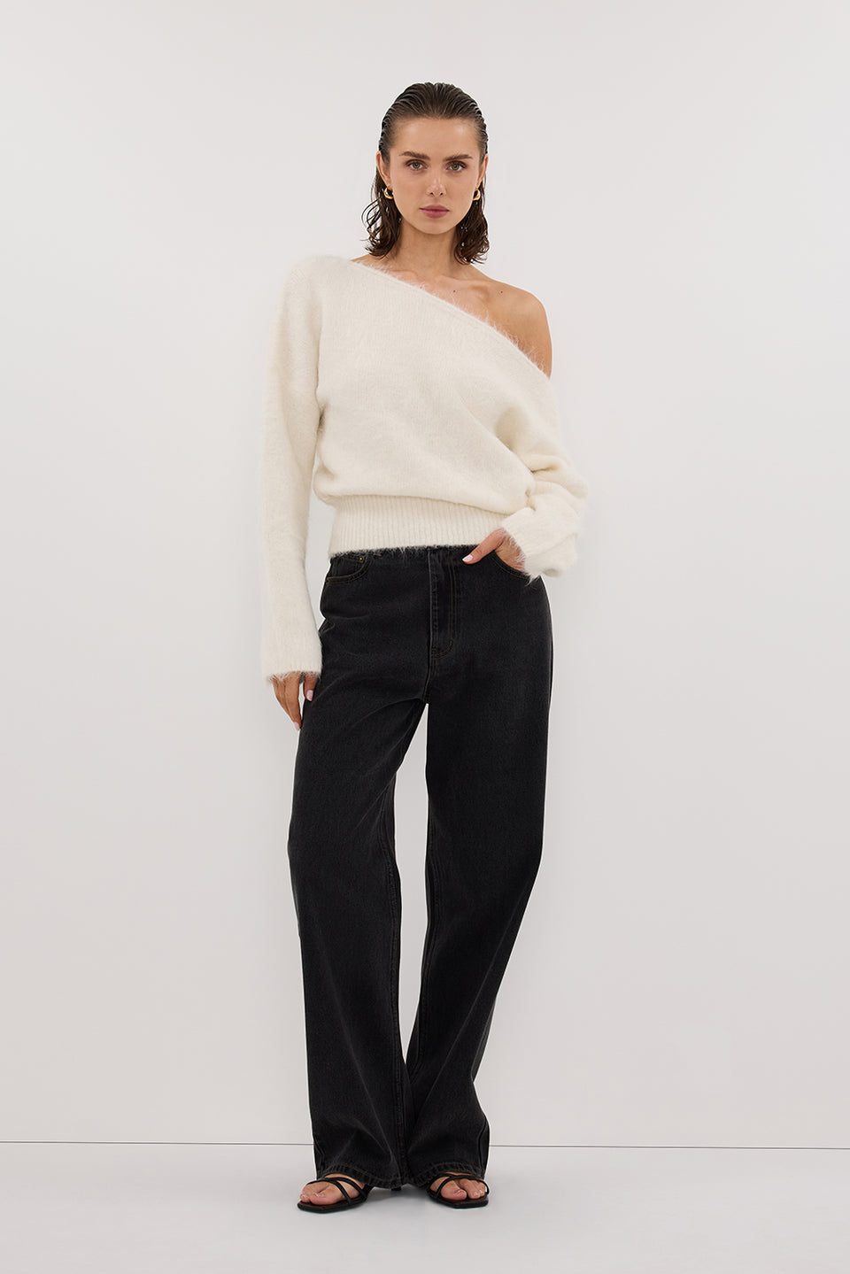 SALMA IVORY ASYM KNIT JUMPER