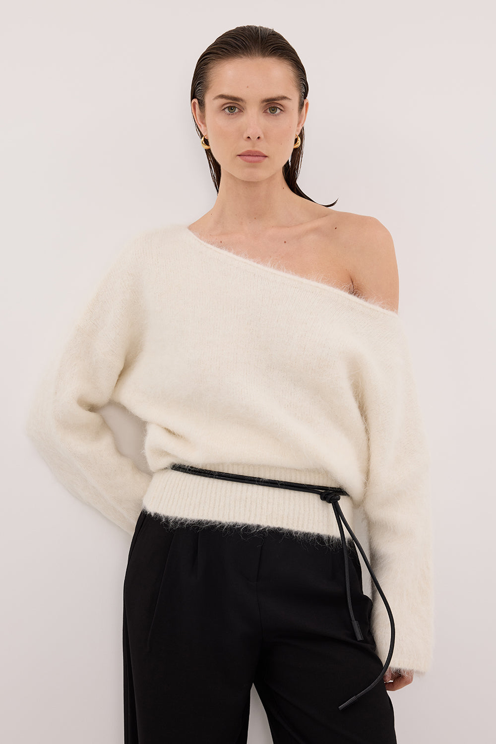 SALMA IVORY ASYM KNIT JUMPER