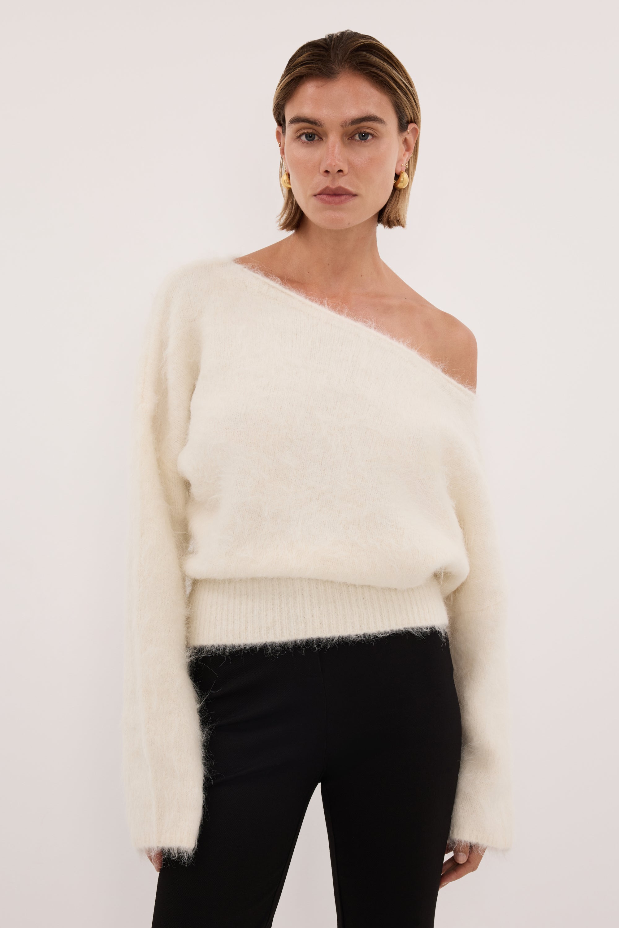 SALMA IVORY ASYM KNIT JUMPER