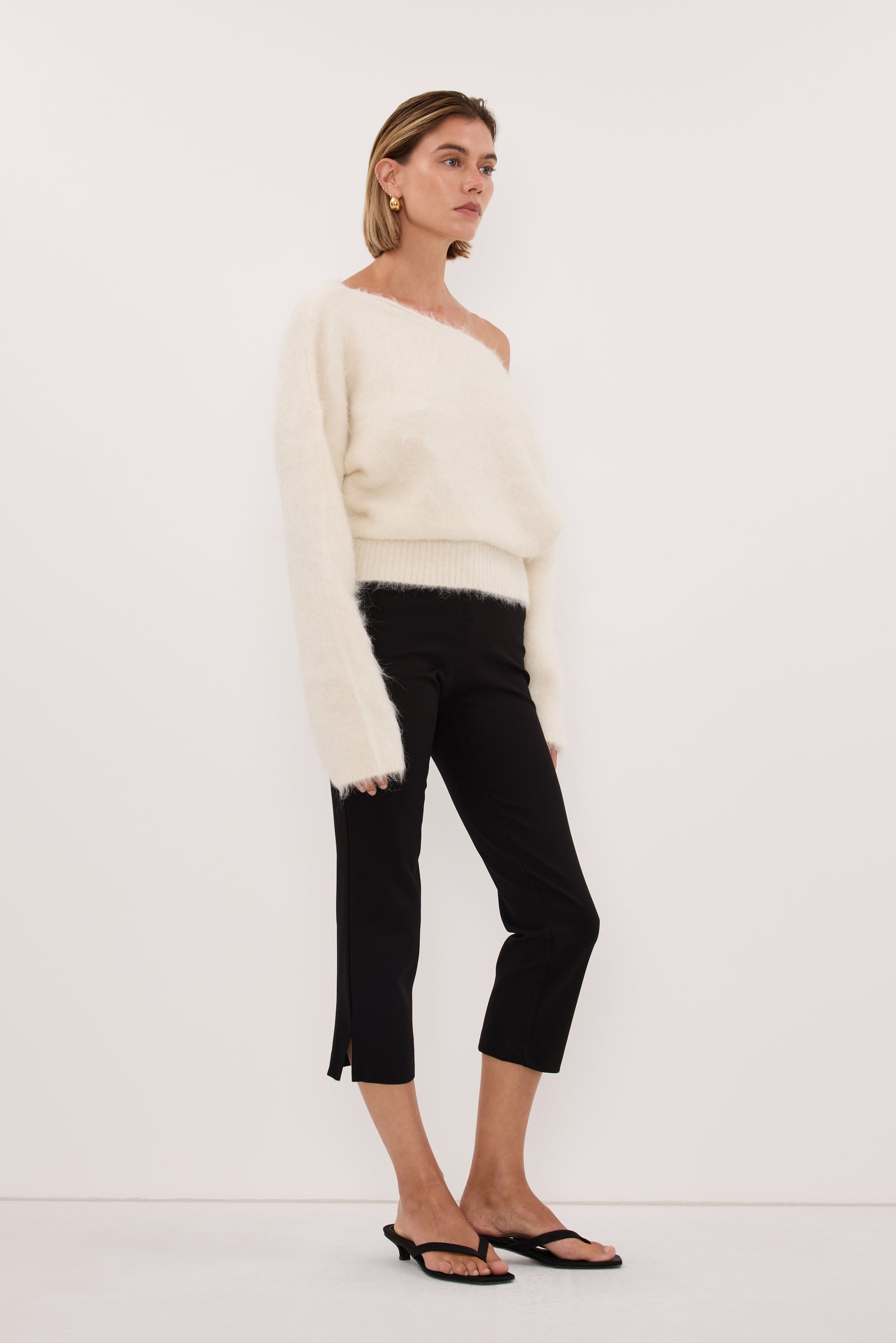 SALMA IVORY ASYM KNIT JUMPER