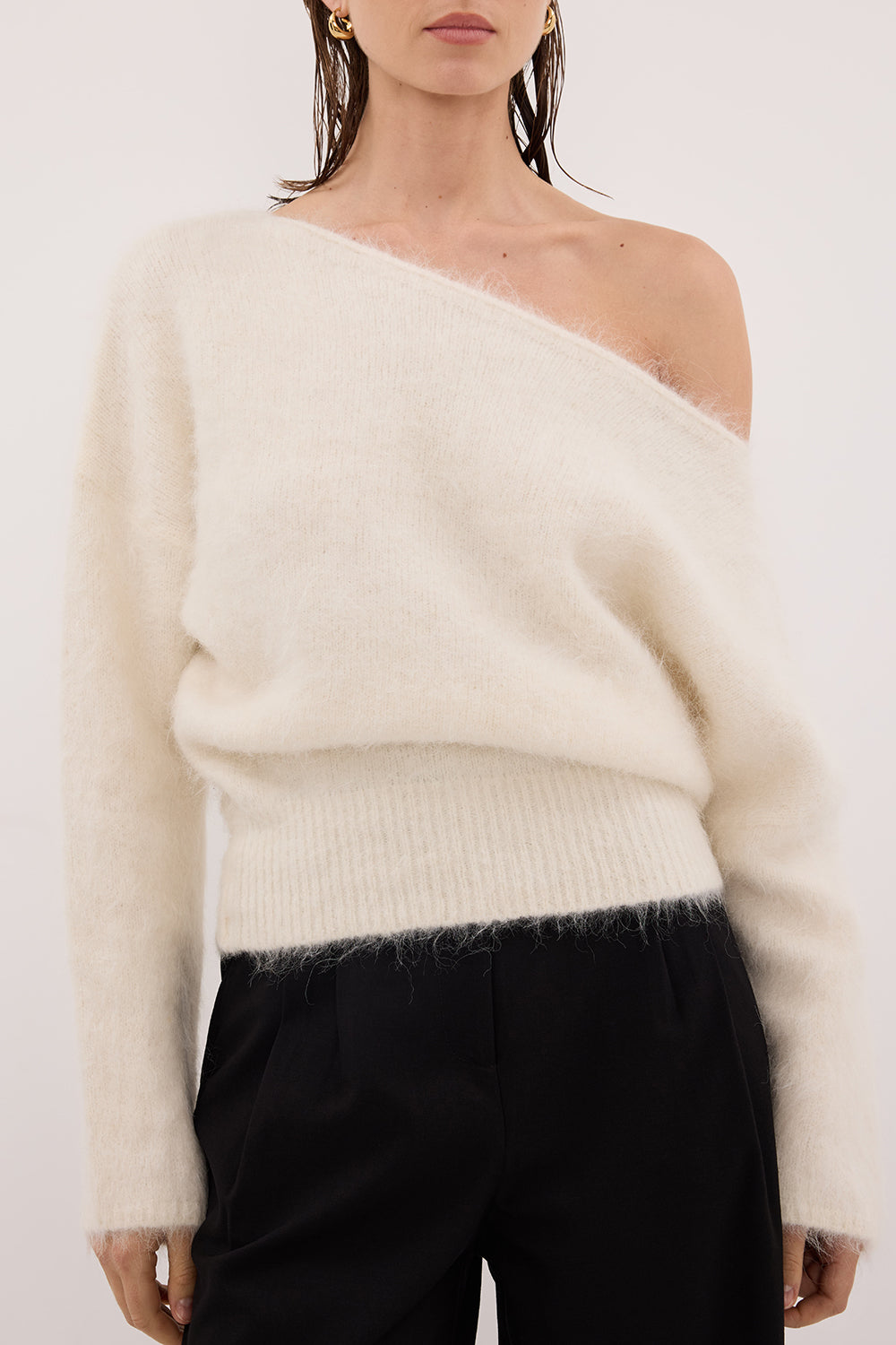 SALMA IVORY ASYM KNIT JUMPER