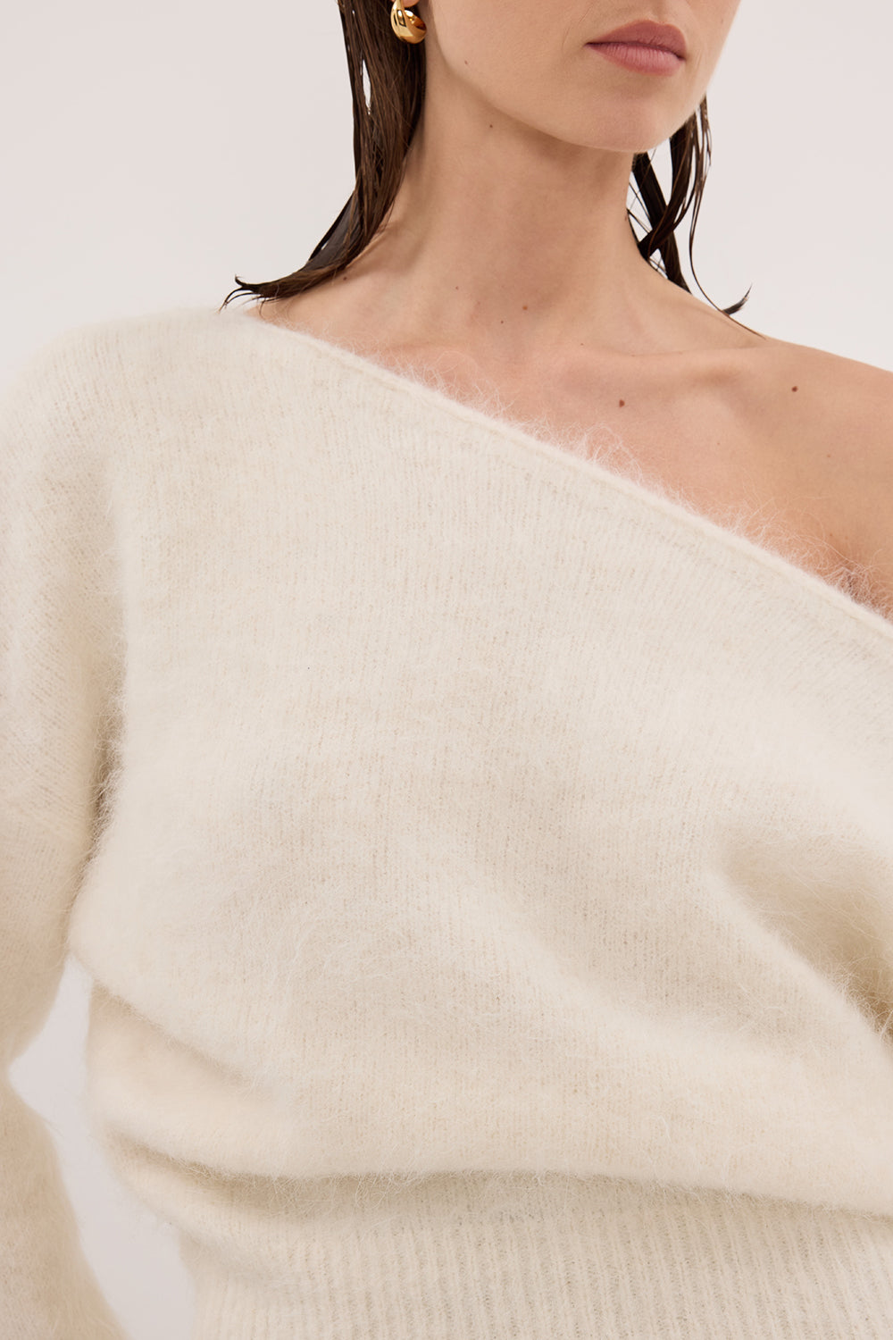 SALMA IVORY ASYM KNIT JUMPER