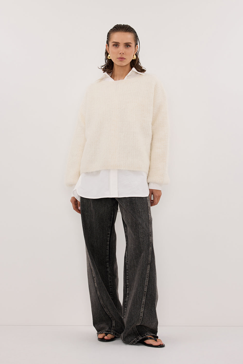 ALYSSA IVORY CREW NECK JUMPER | Dissh