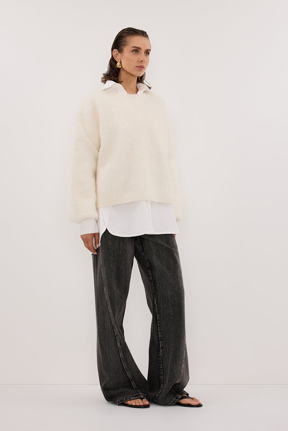 ALYSSA IVORY CREW NECK JUMPER