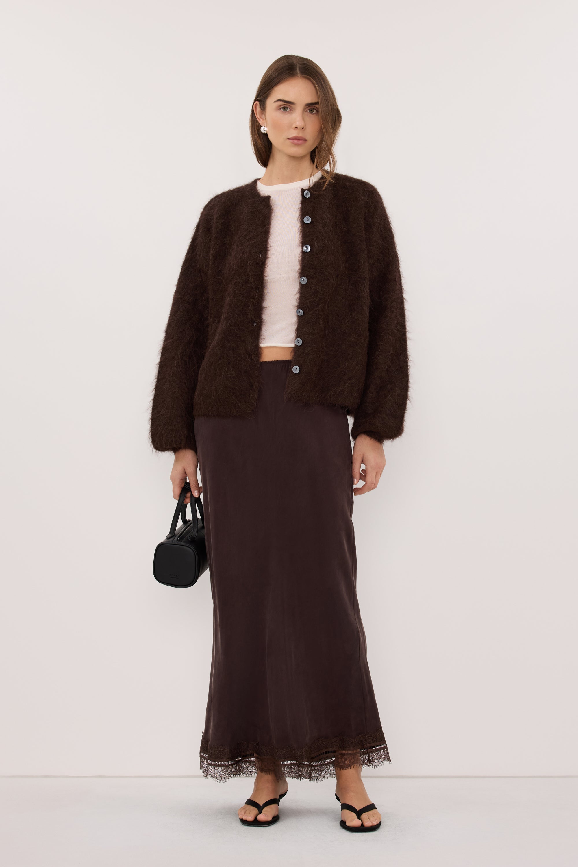 SALMA CHOC KNIT CARDIGAN