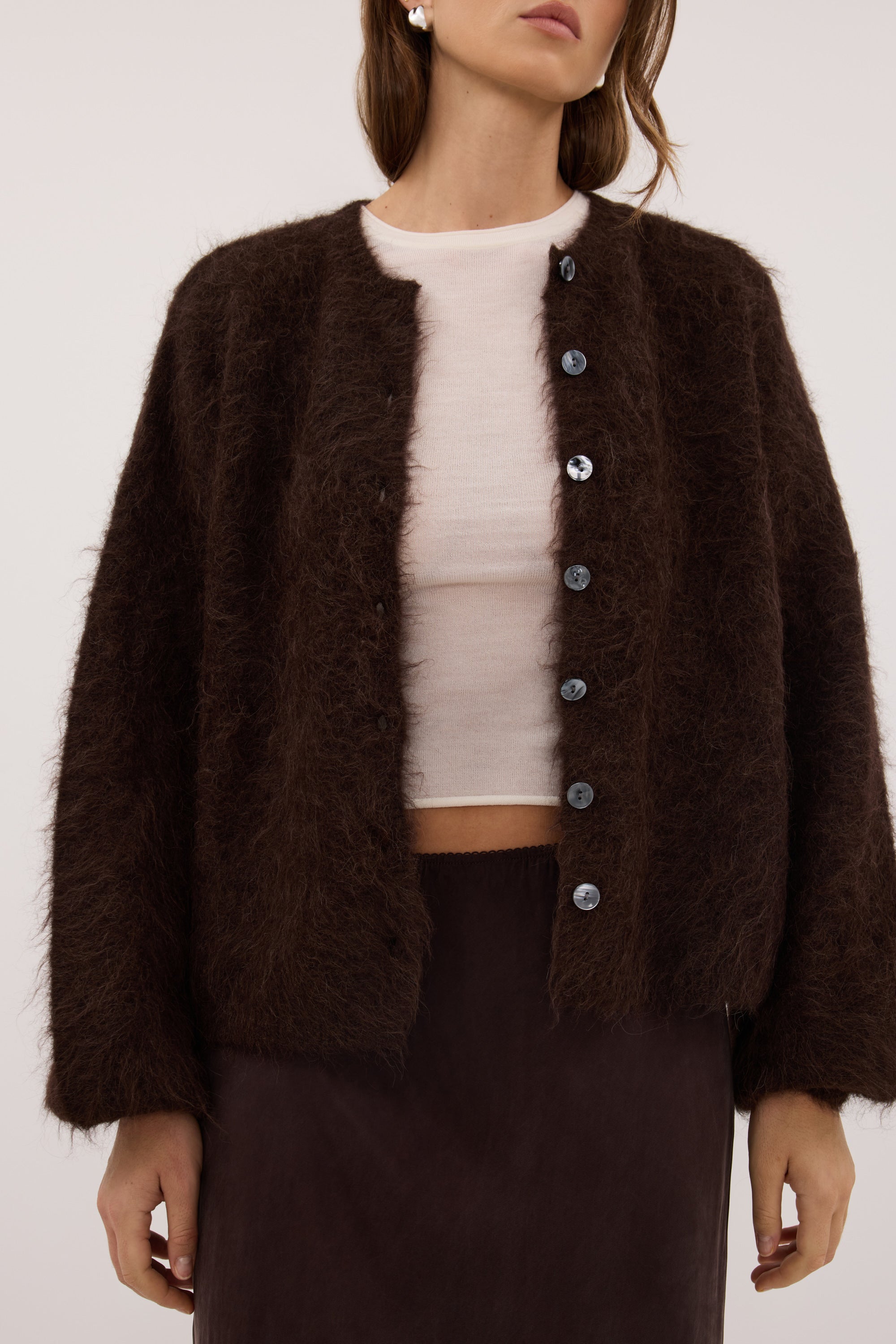 SALMA CHOC KNIT CARDIGAN