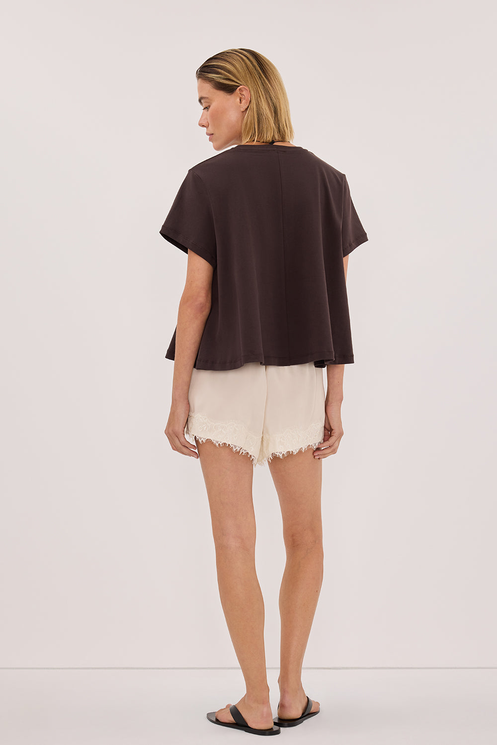 TATUM BITTER CHOC SHORT SLEEVE COTTON TEE