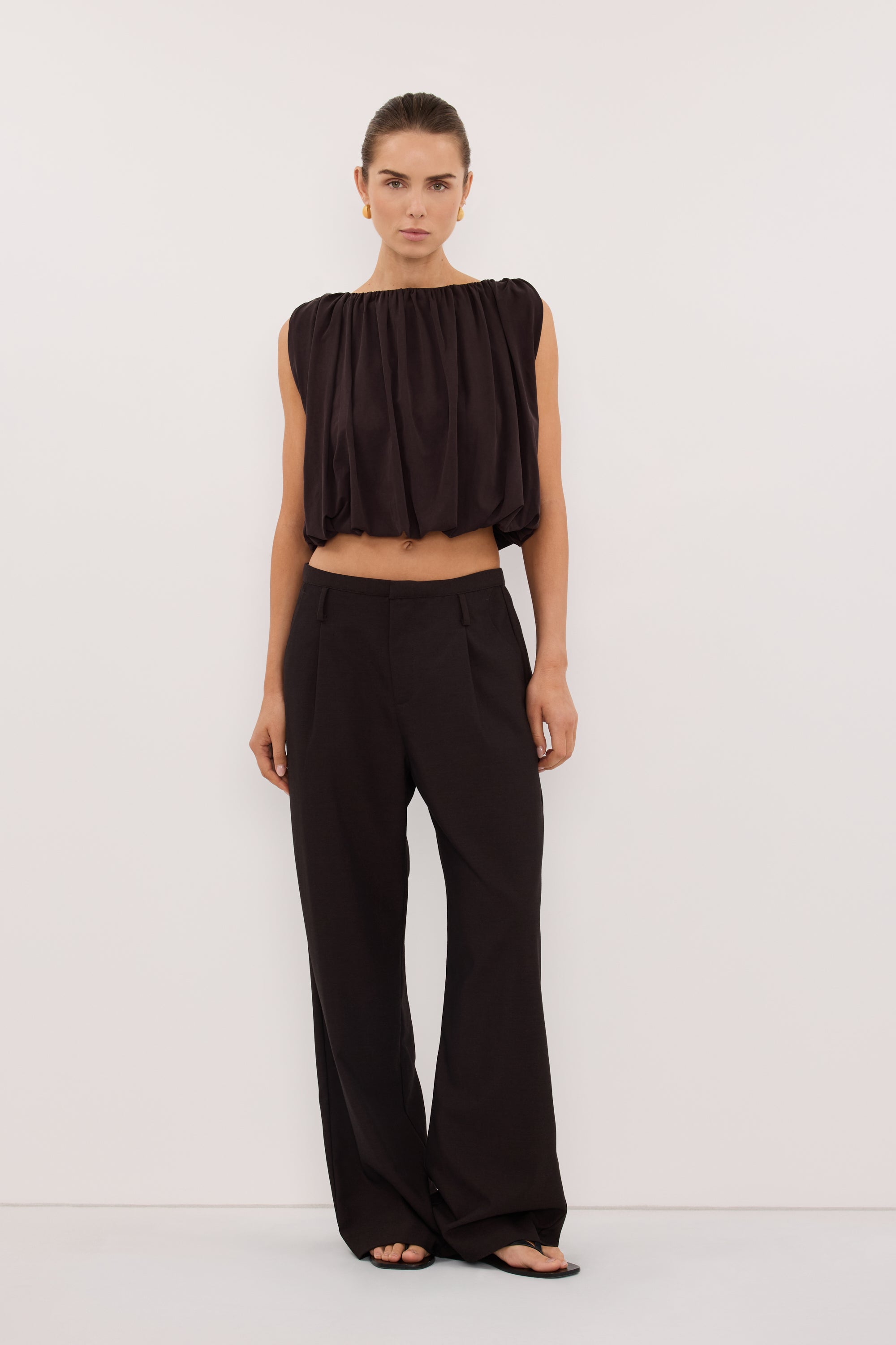 AVA BURNT CHOC SLEEVELESS MODAL BLEND TOP