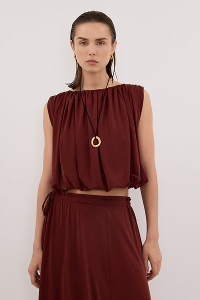 Cynthia wearing AVA SAHARA SLEEVELESS MODAL BLEND TOP