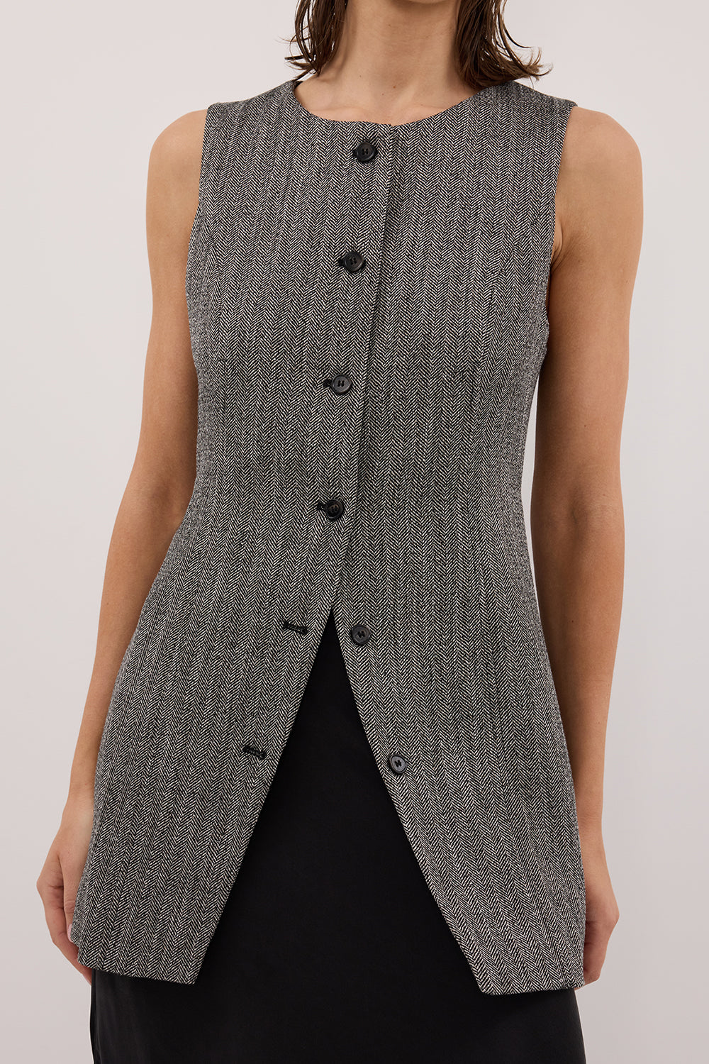 MANHATTAN CHARCOAL TWEED TUNIC VEST
