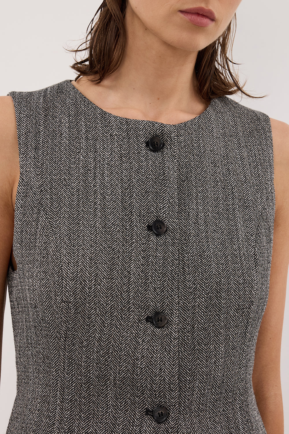 MANHATTAN CHARCOAL TWEED TUNIC VEST