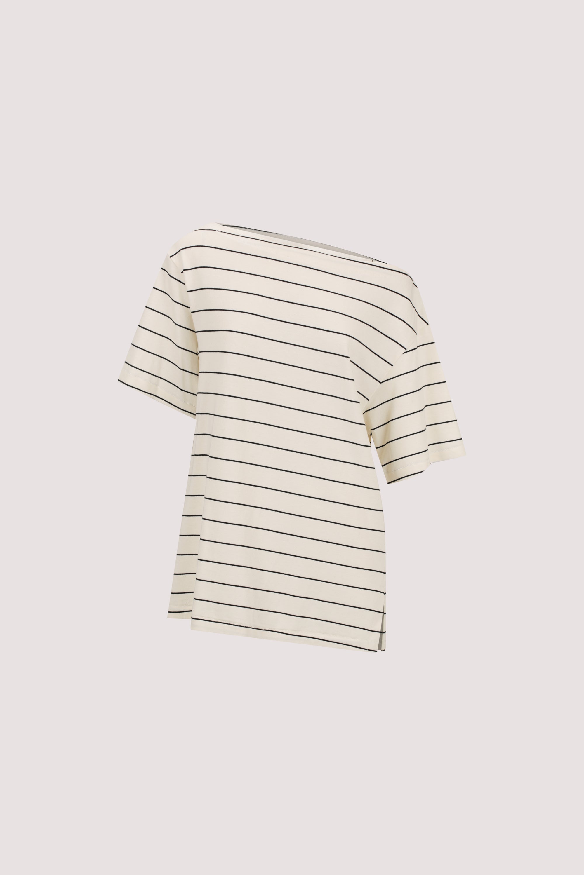 ESME OFF WHITE  STRIPE ASYM TEE