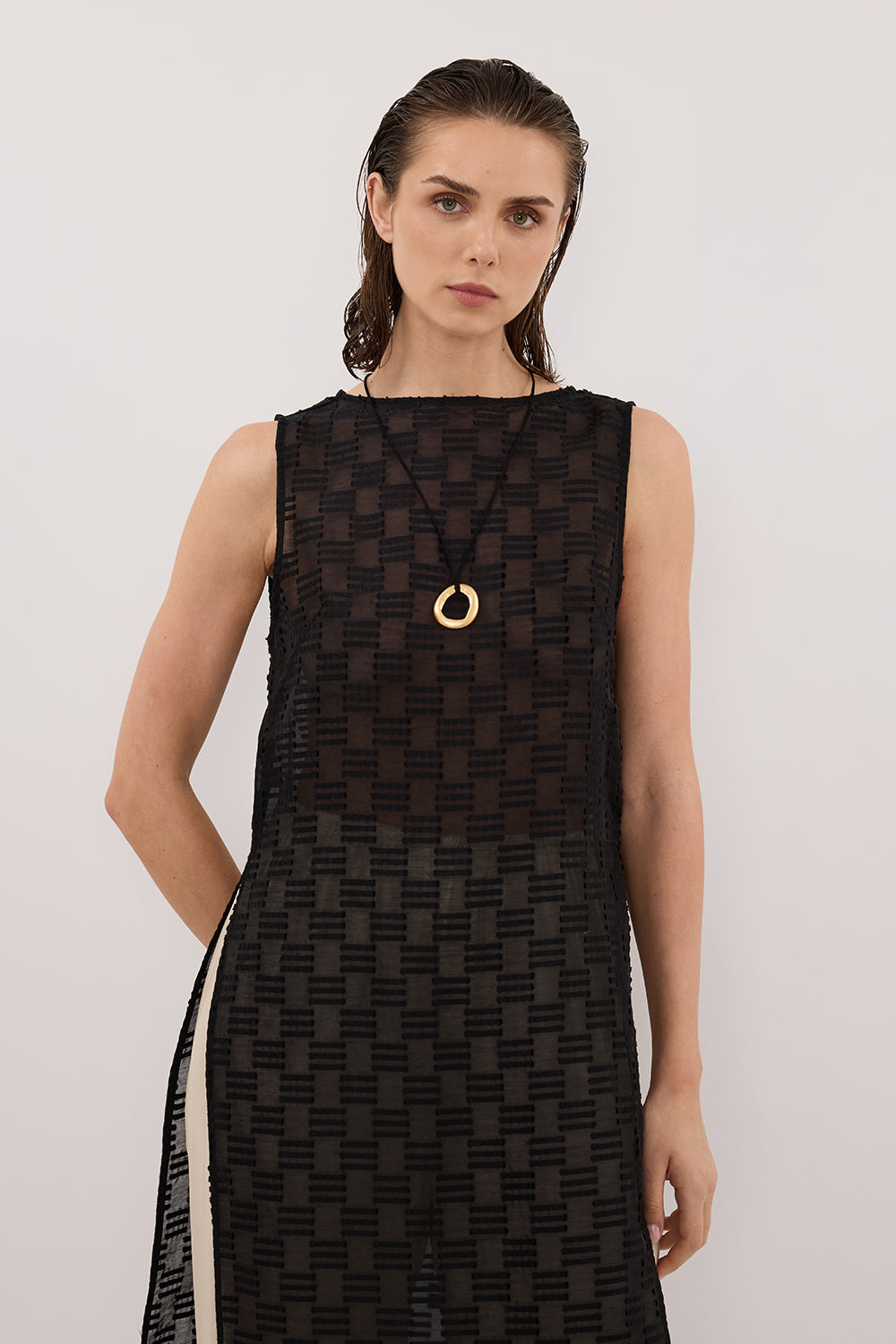 Elba Sheer Tunic Top in Black By DISSH