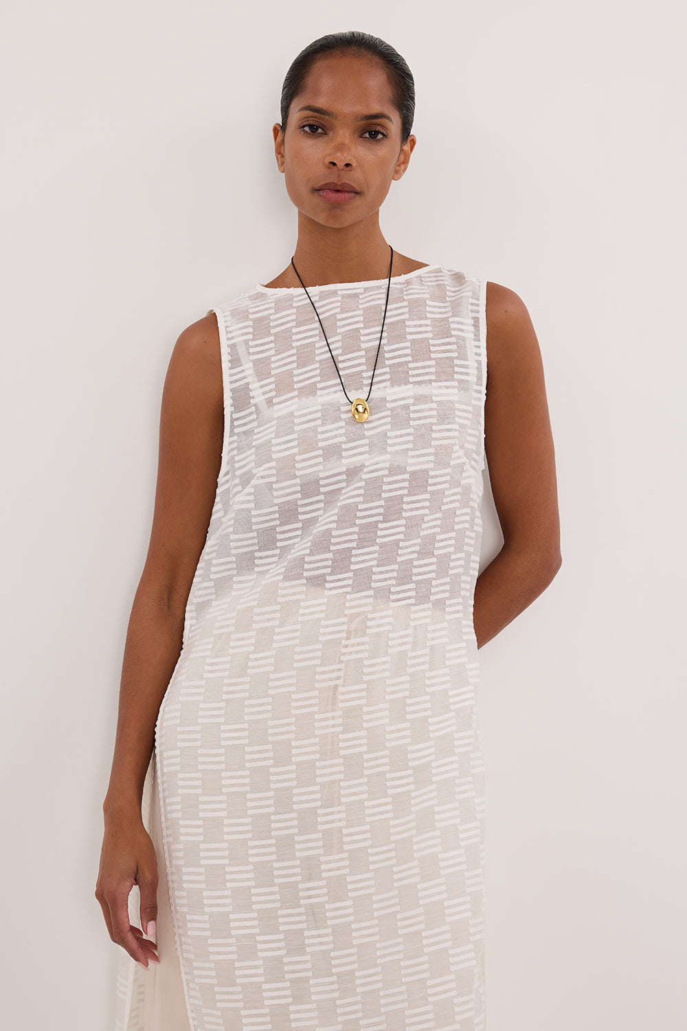ELBA WHITE SHEER TUNIC TOP – DISSH