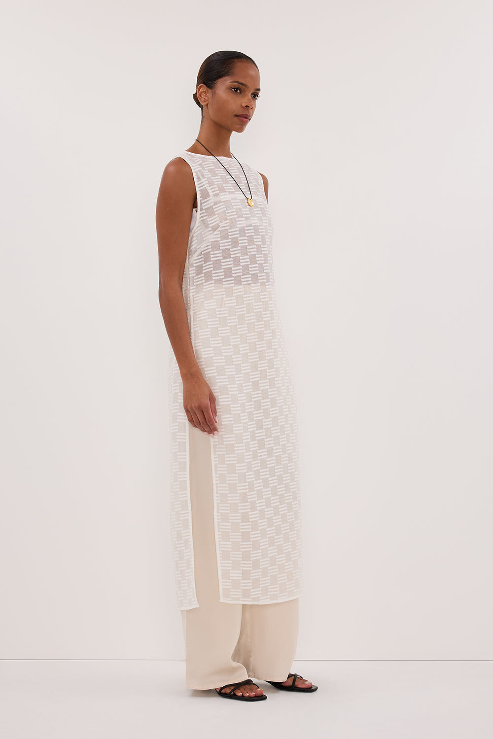 Elba Sheer Tunic Top in White By DISSH
