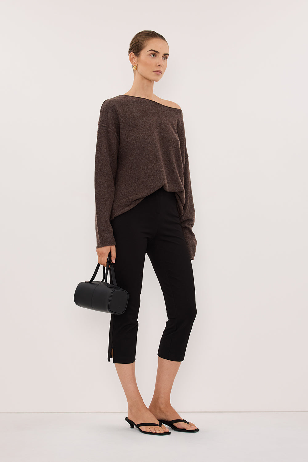 TESS CHOC MARLE BOATNECK KNIT JUMPER
