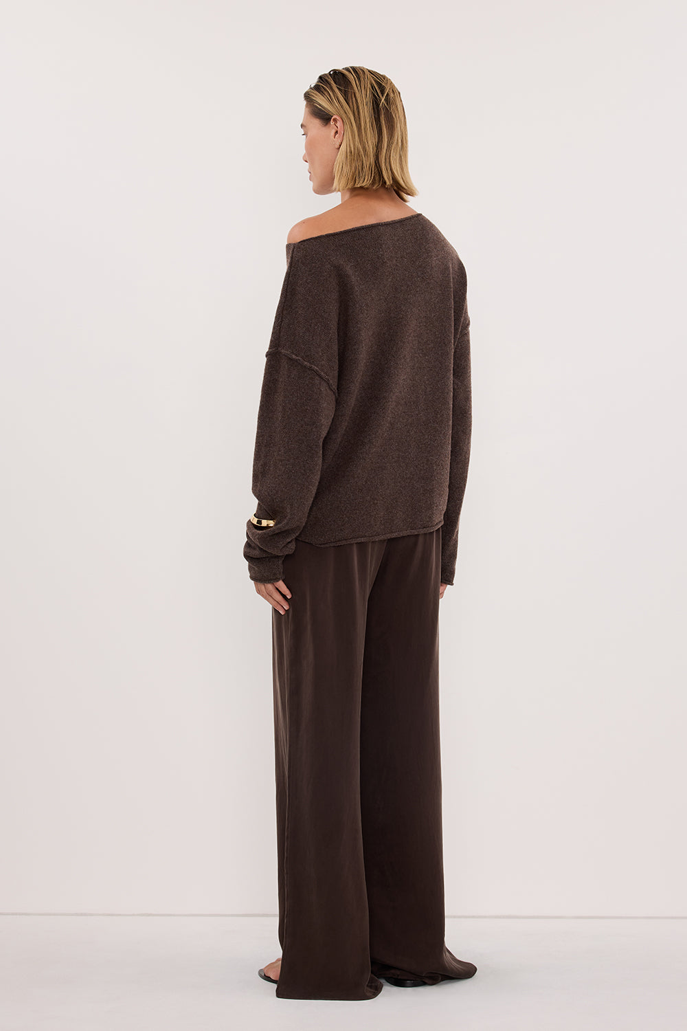 TESS CHOC MARLE BOATNECK KNIT JUMPER
