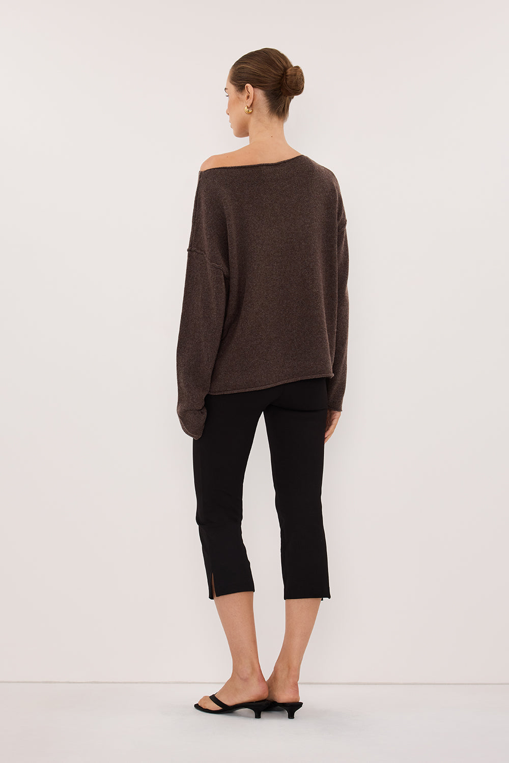 TESS CHOC MARLE BOATNECK KNIT JUMPER