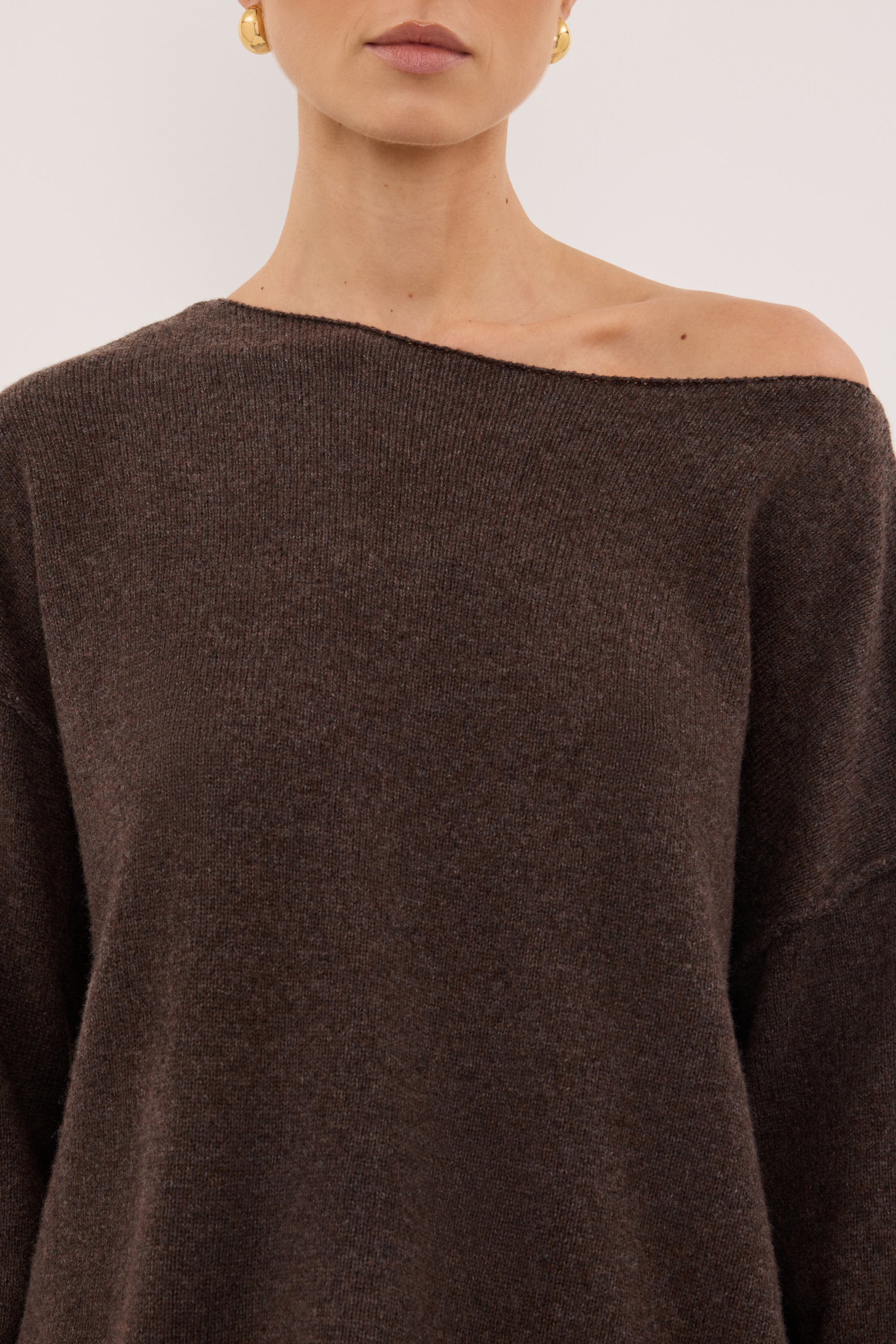 TESS CHOC MARLE BOATNECK KNIT JUMPER