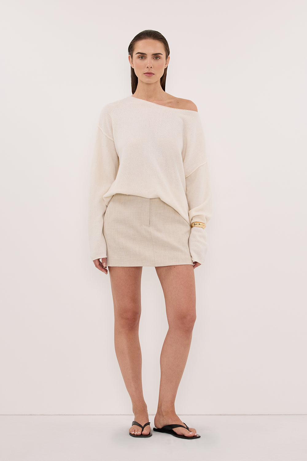 TESS IVORY BOATNECK KNIT JUMPER