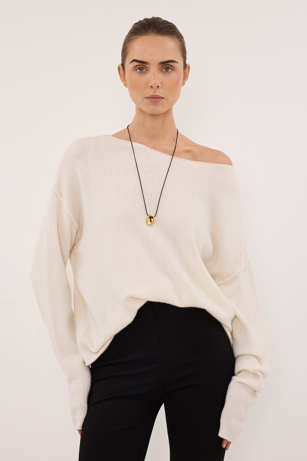 TESS IVORY BOATNECK KNIT JUMPER