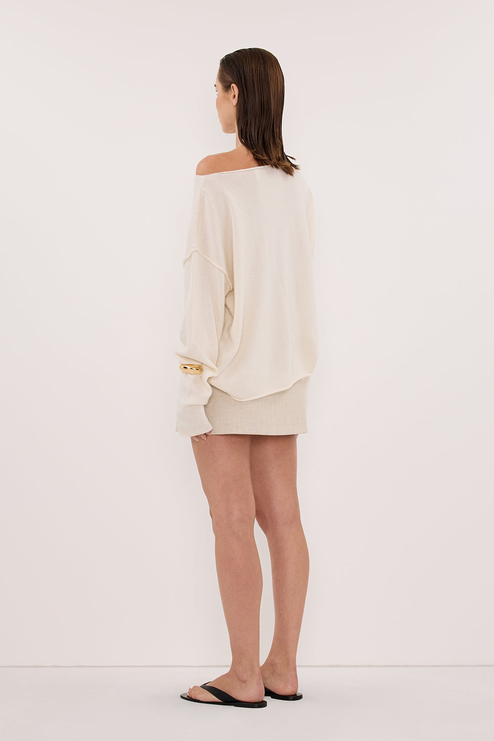 TESS IVORY BOATNECK KNIT JUMPER