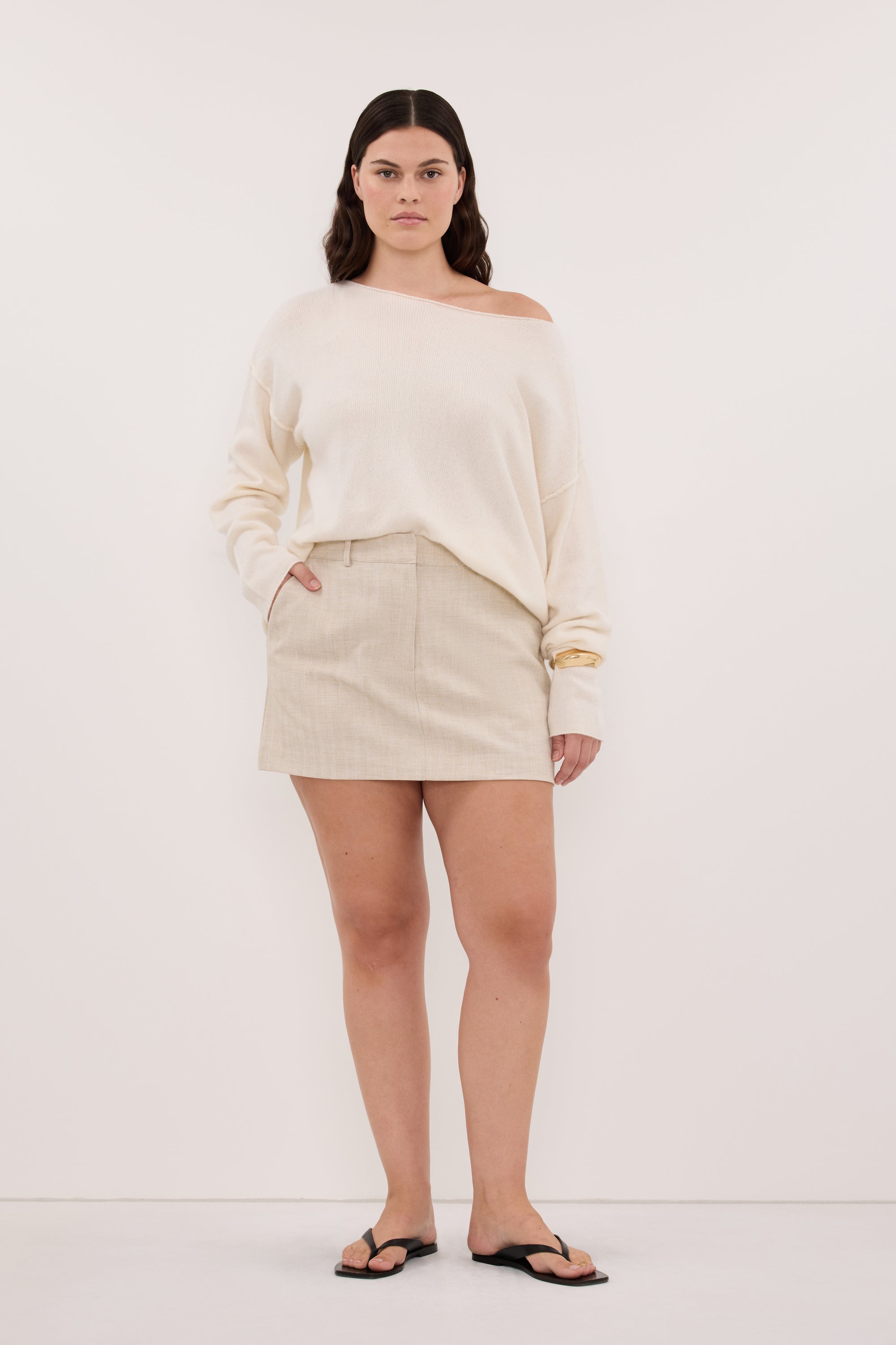 TESS IVORY BOATNECK KNIT JUMPER – DISSH