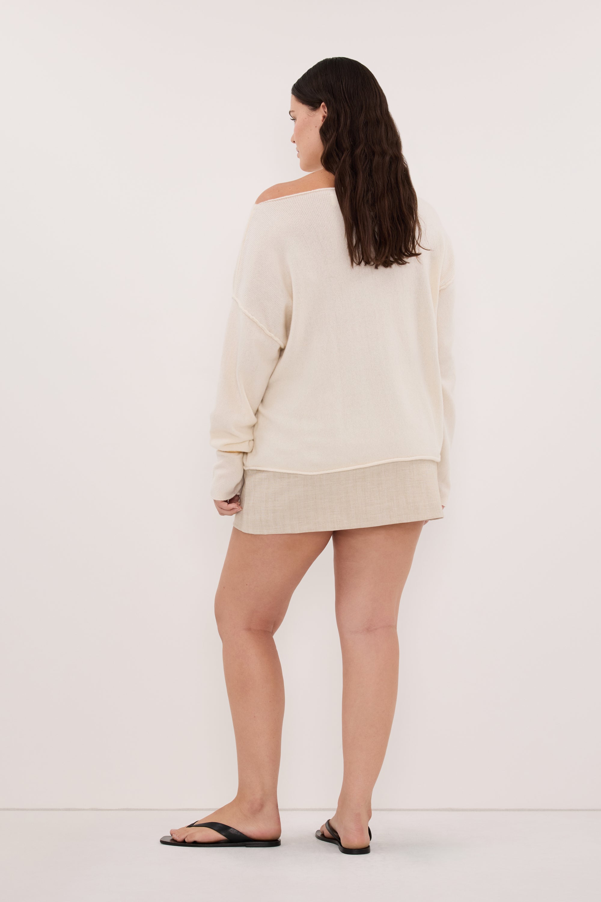 TESS IVORY BOATNECK KNIT JUMPER – DISSH