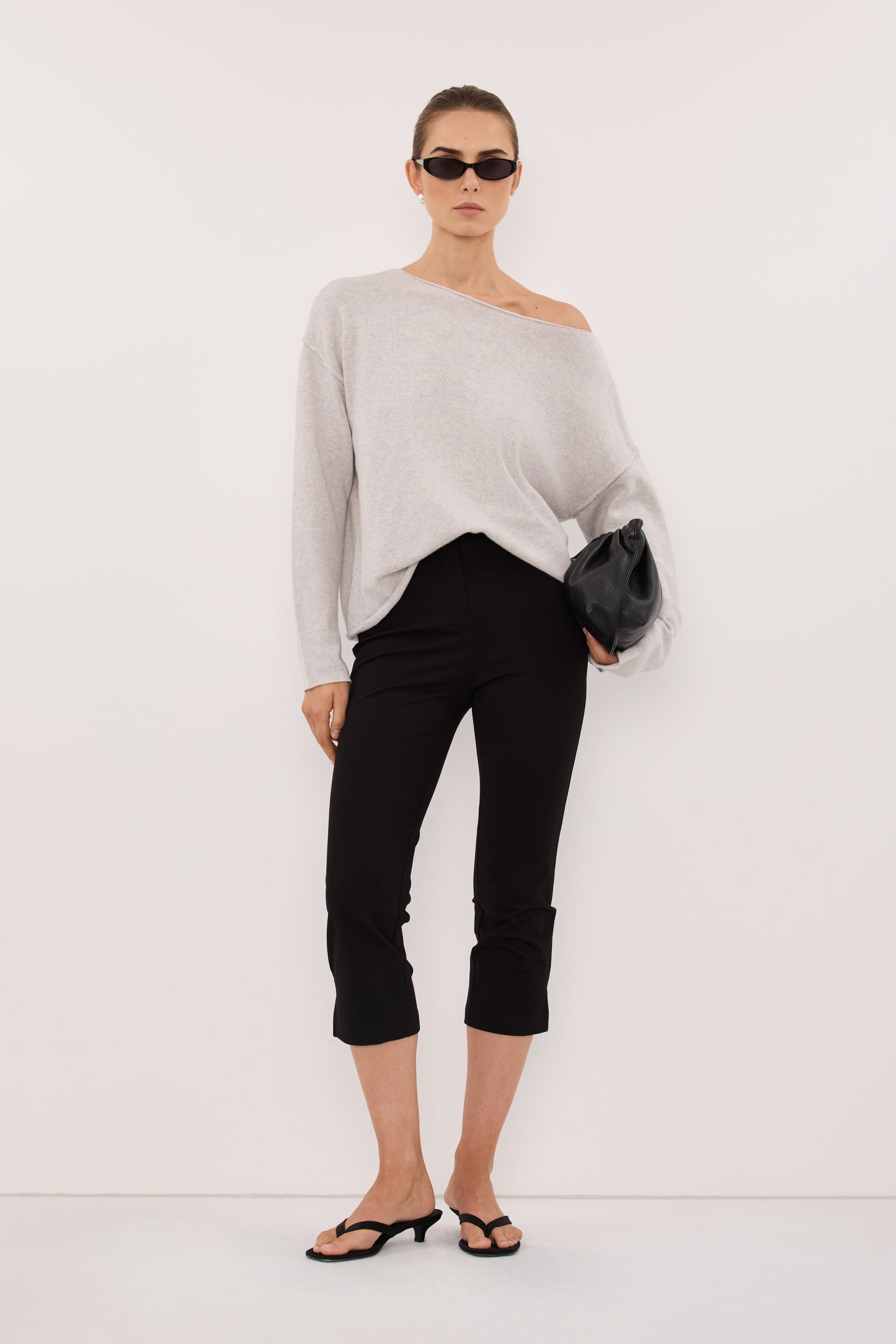 TESS SILVER BOATNECK KNIT JUMPER