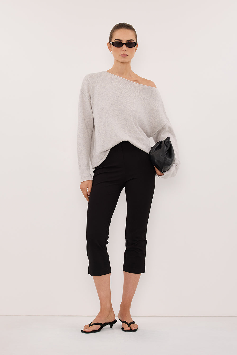 TESS SILVER BOATNECK KNIT JUMPER